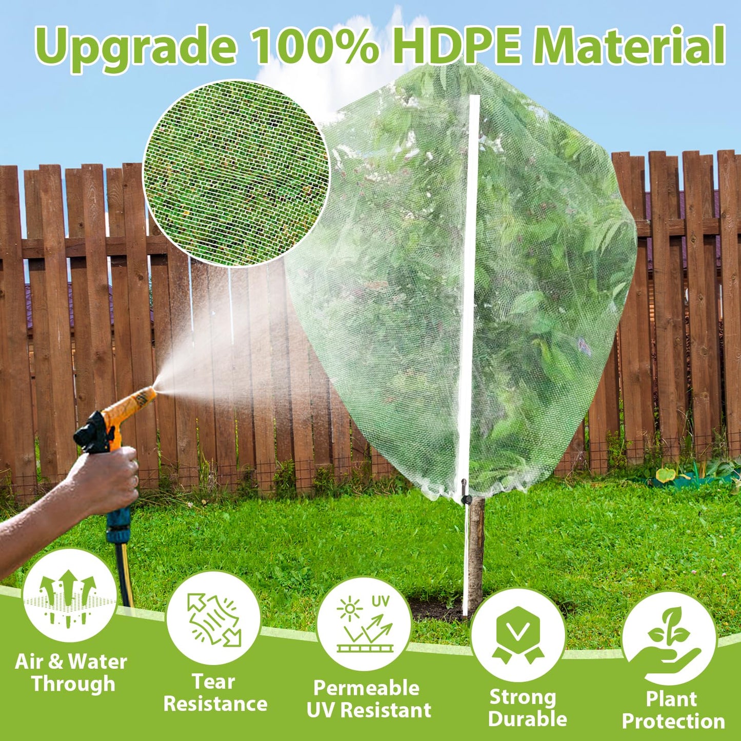 2PCS Fruit Tree Netting with Drawstring and Zipper, 6 * 6FT Garden Netting for Garden Protection, Insect Bird Netting for Fruit Trees, Protection from Anti Birds, Bugs,Cicadas, Insects