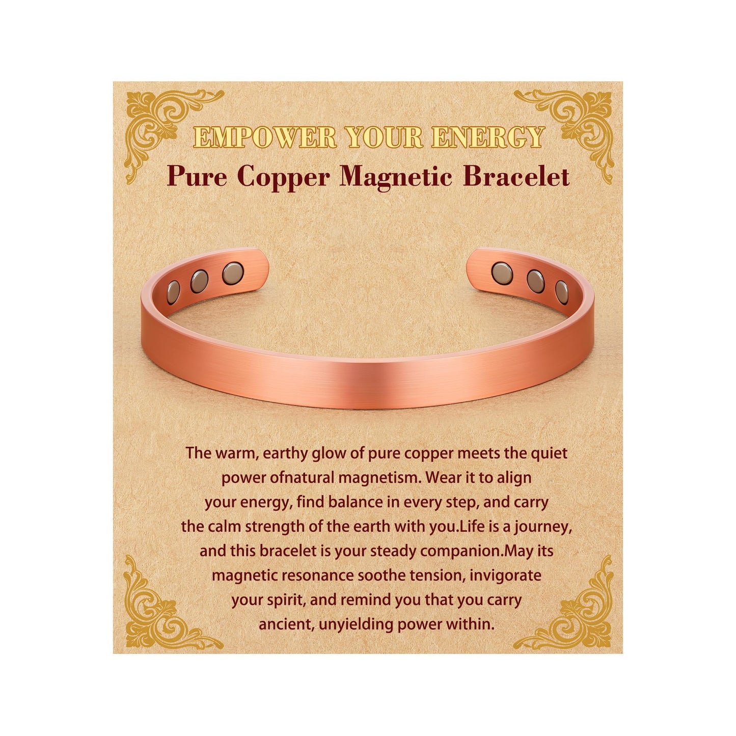 HEYOLL Copper Bracelet for Men & Women Pure Copper Bracelets for Women Healing Jewelry Bangle Bracelets for Womens Birthday Gifts for Him Pulsera De Cobre Para Mujer