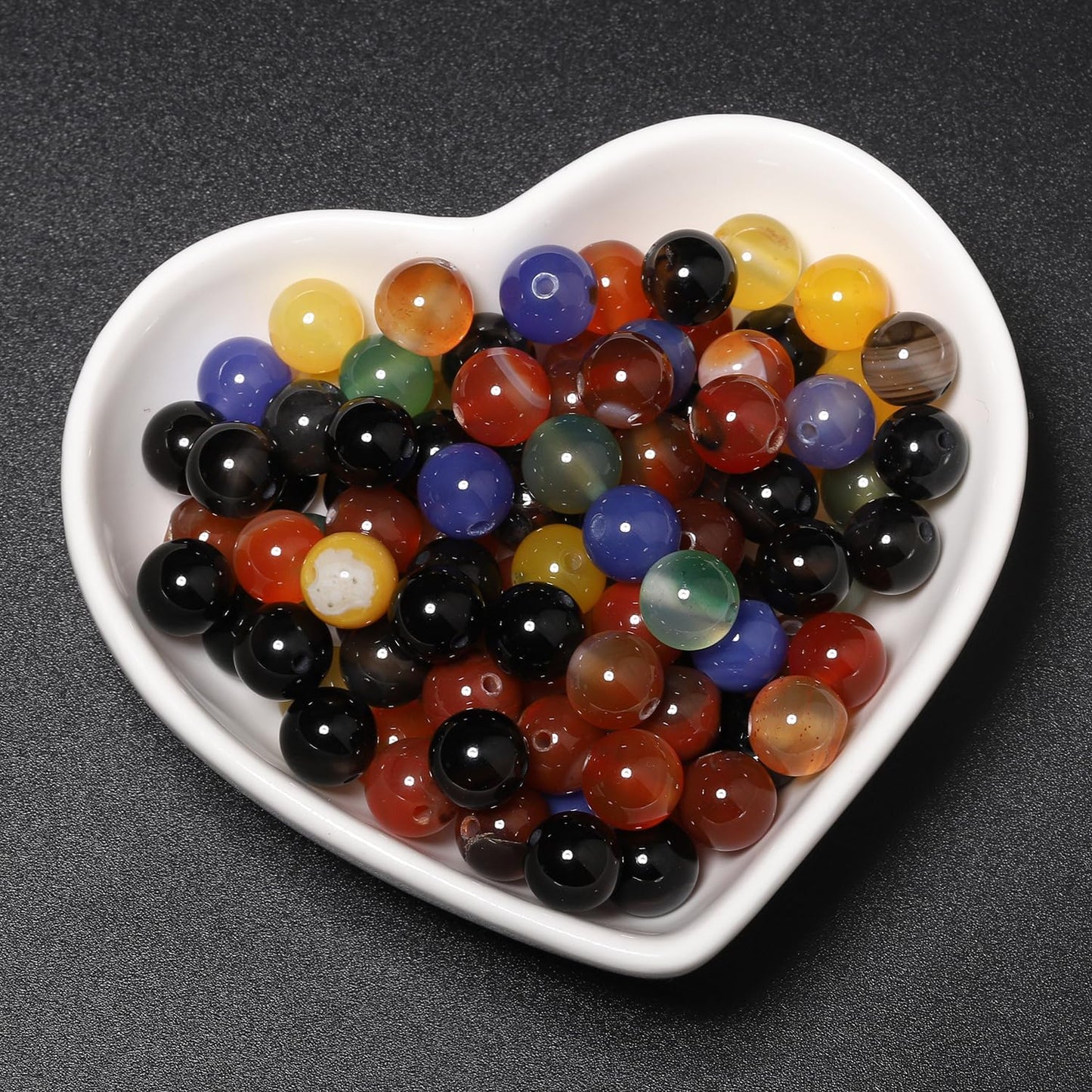 8mm Natural Multicolor Agate Beads for Jewelry Making Round Loose Gemstone Stones 1 Strand 15 Inch (About 45-48 pcs)