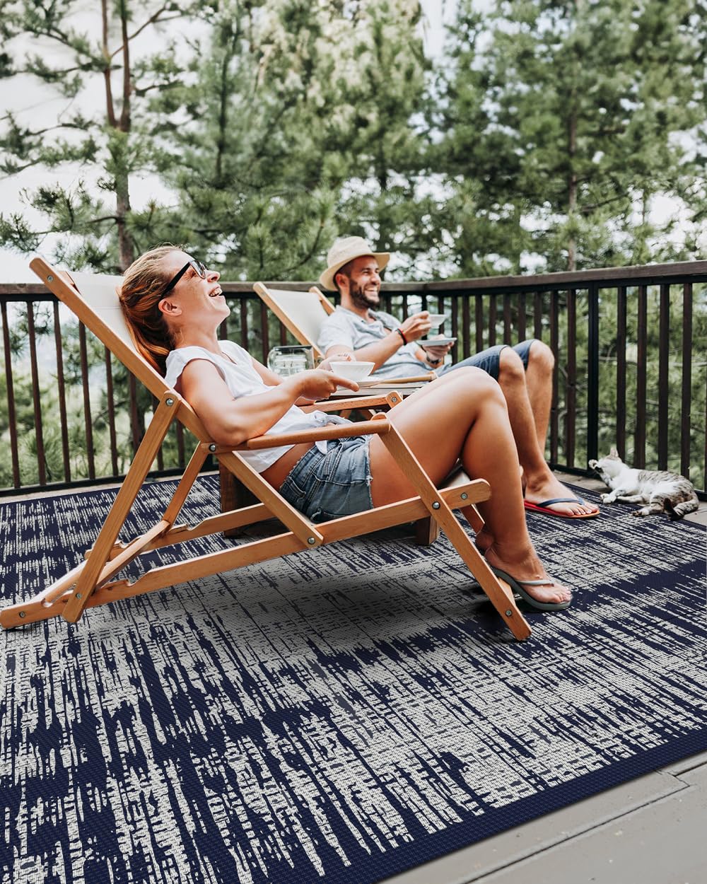 MontVoo Outdoor Rug Waterproof 5x8 ft Outdoor Patio Rug Mat Reversible Plastic Straw Outside Rug Carpet Outdoor Rugs for RV Camping Picnic Beach Balcony Porch Deck