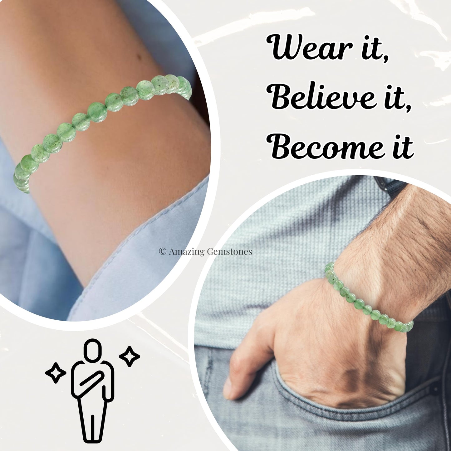 Amazing Gemstone Green Aventurine Bracelet, Gifts For Men & Women - Protection Healing Crystal Bracelet - 6mm Gemstone Beaded Adjustable Bracelet, Pulseras Para Hombres Mujer Stocking Stuffers