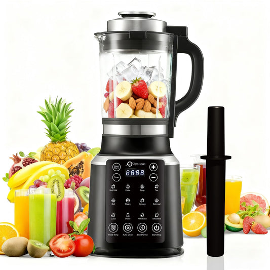 59oz Glass Blenders for Kitchen with Tamper, 1500W High Speed Food Processor, Adjustable P1–P9 Smoothie Maker, Professional Countertop Blender, 14 Presets & Auto Clean for Soups & Sauces