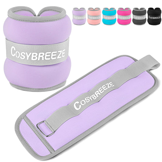 Ankle Weights 1LB 1 Pair Wrist Leg Arm Weights for Women Men, Strength Weighted for Walking, Running, Jogging, Fitness, Gym Workout - Light Purple