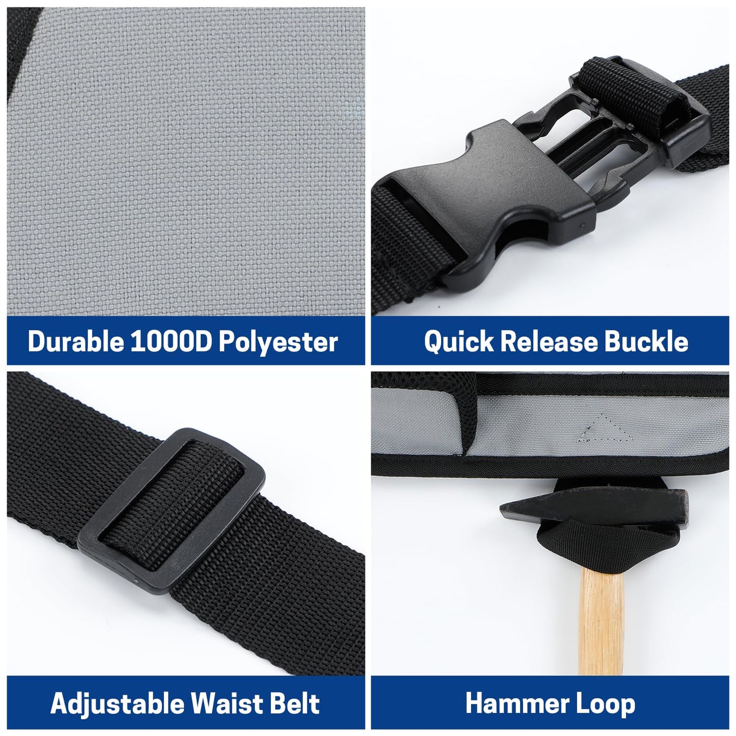 WISEPRO Garden Tool Belt, 6 Pocket Gardening Tool Waist Pouch with Adjustable Waist Strap, Gardening Belt Apron for Men Women