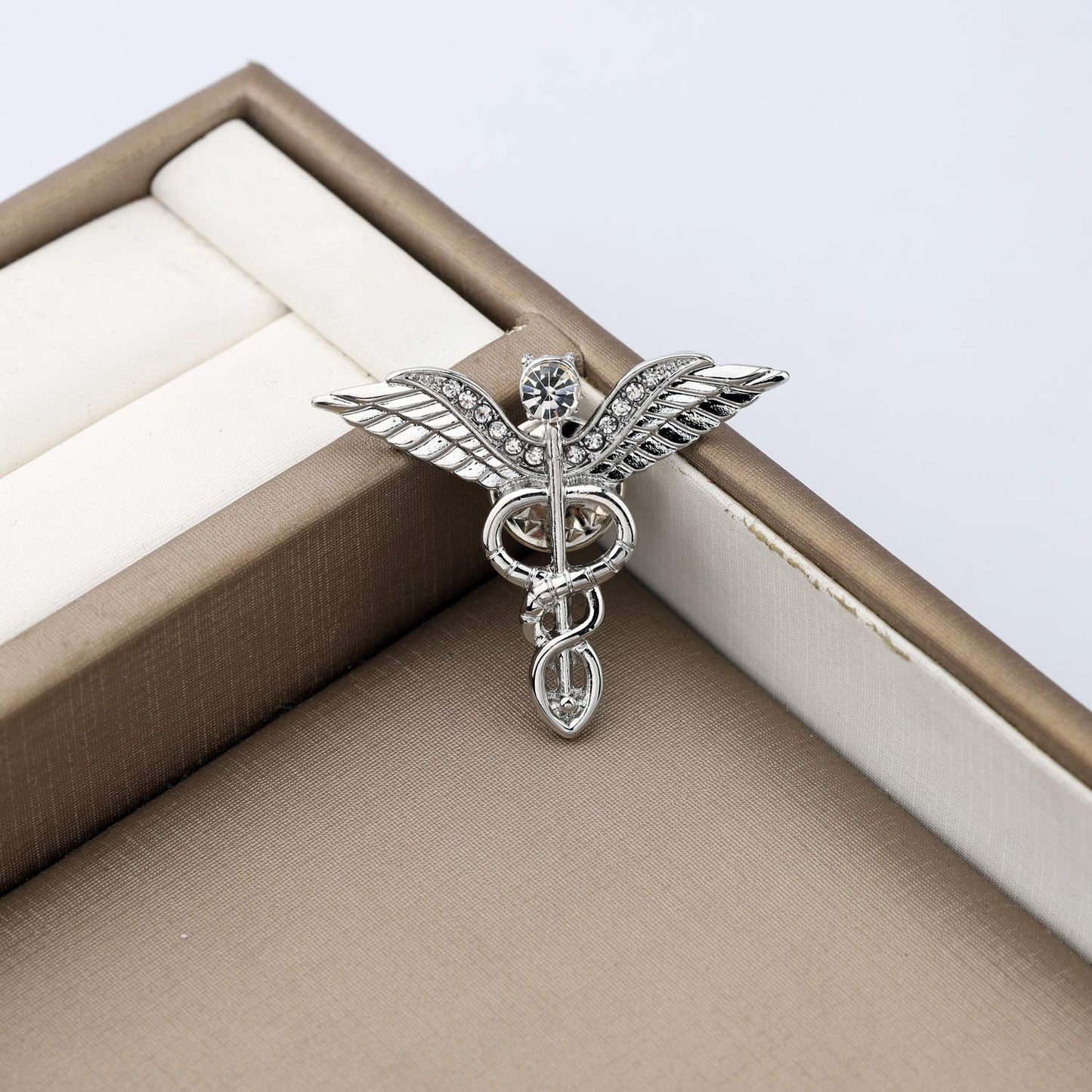 CENWA Medical Jewelry Wand Brooch Label Pin Emblem Pin Medicine Snake Caduceus Nursing Gift for Doctor Nurse Therapeutist (silver)