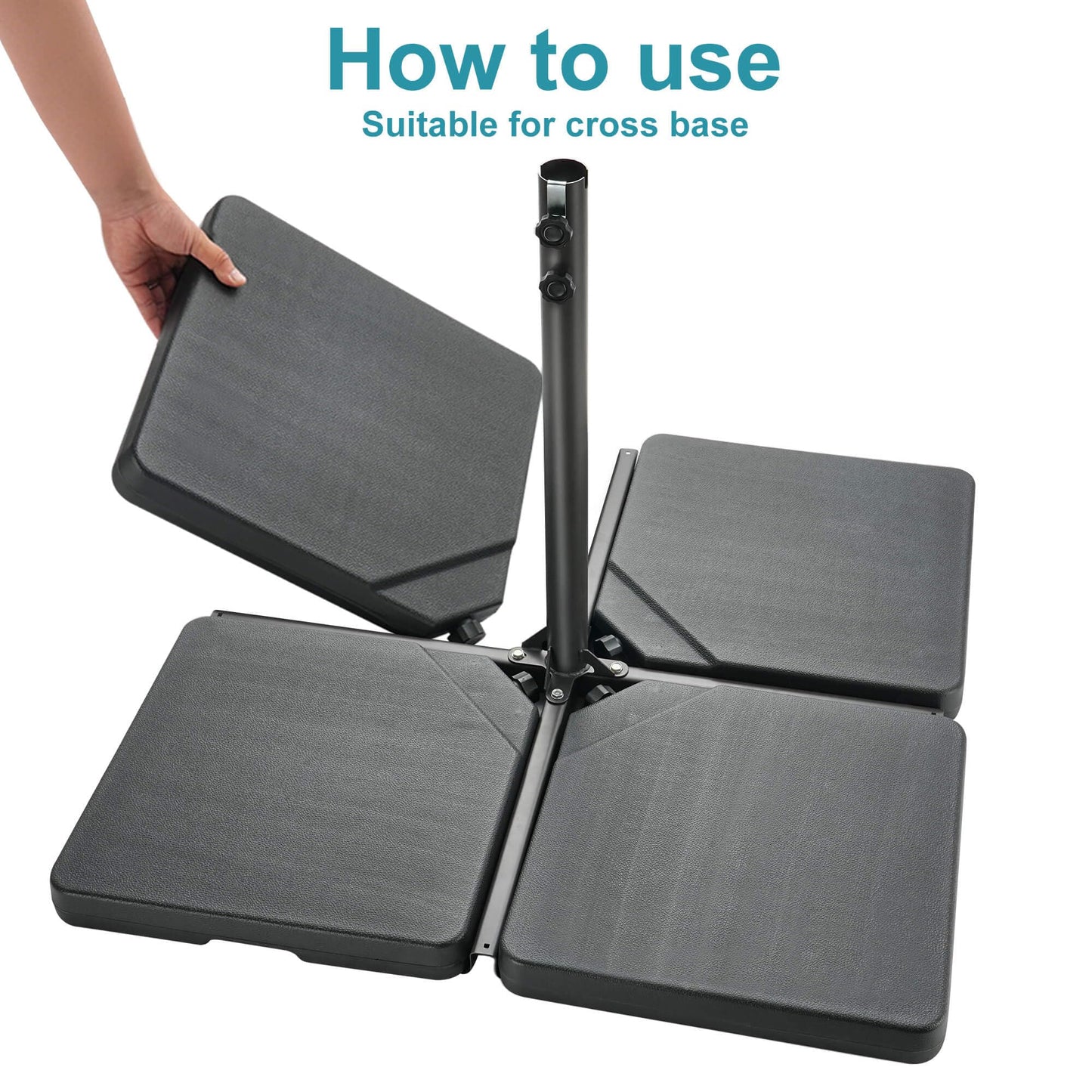 FLAME&SHADE 256lb 4 Pieces Base Stand Weight Set for Outdoor Patio Cantilever Offset Umbrella, Black