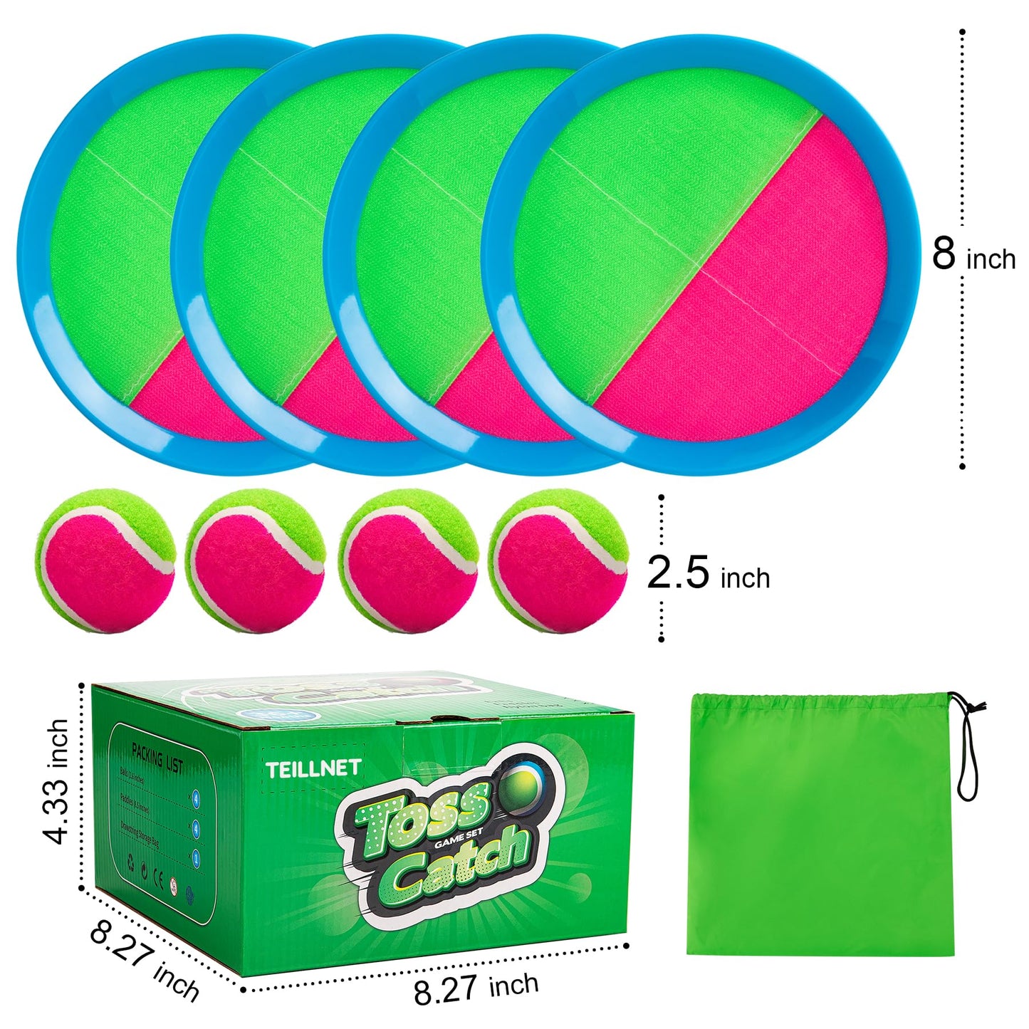 Toss and Catch Ball Set Upgraded - Kids Toys Beach Toys Baseball Games - Sturdy & Water-Resistant Great for Outdoor Pool Yard Games - Classic Gift for Boys Girls 3 4 5 6 7 8 9 10 11 12+ Years Old