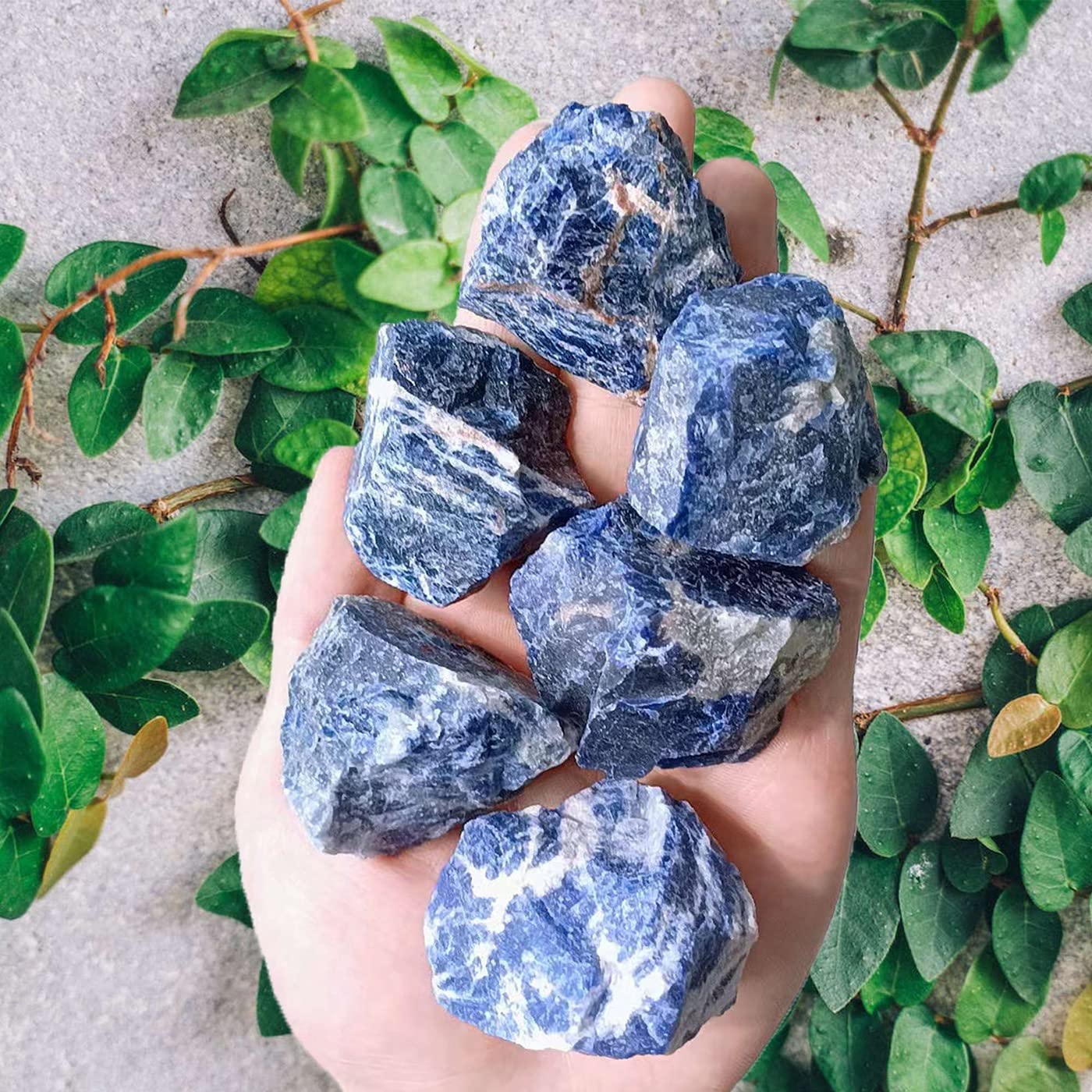 LAIDANLA 1lb 2" Sodalite Natural Rough Stones Crystal Large Raw Crystals Bulk Healing Gemstones for Reiki Healing Tumbling Fountain Rocks Wire Wrapping Decoration Cabbing Lapidary