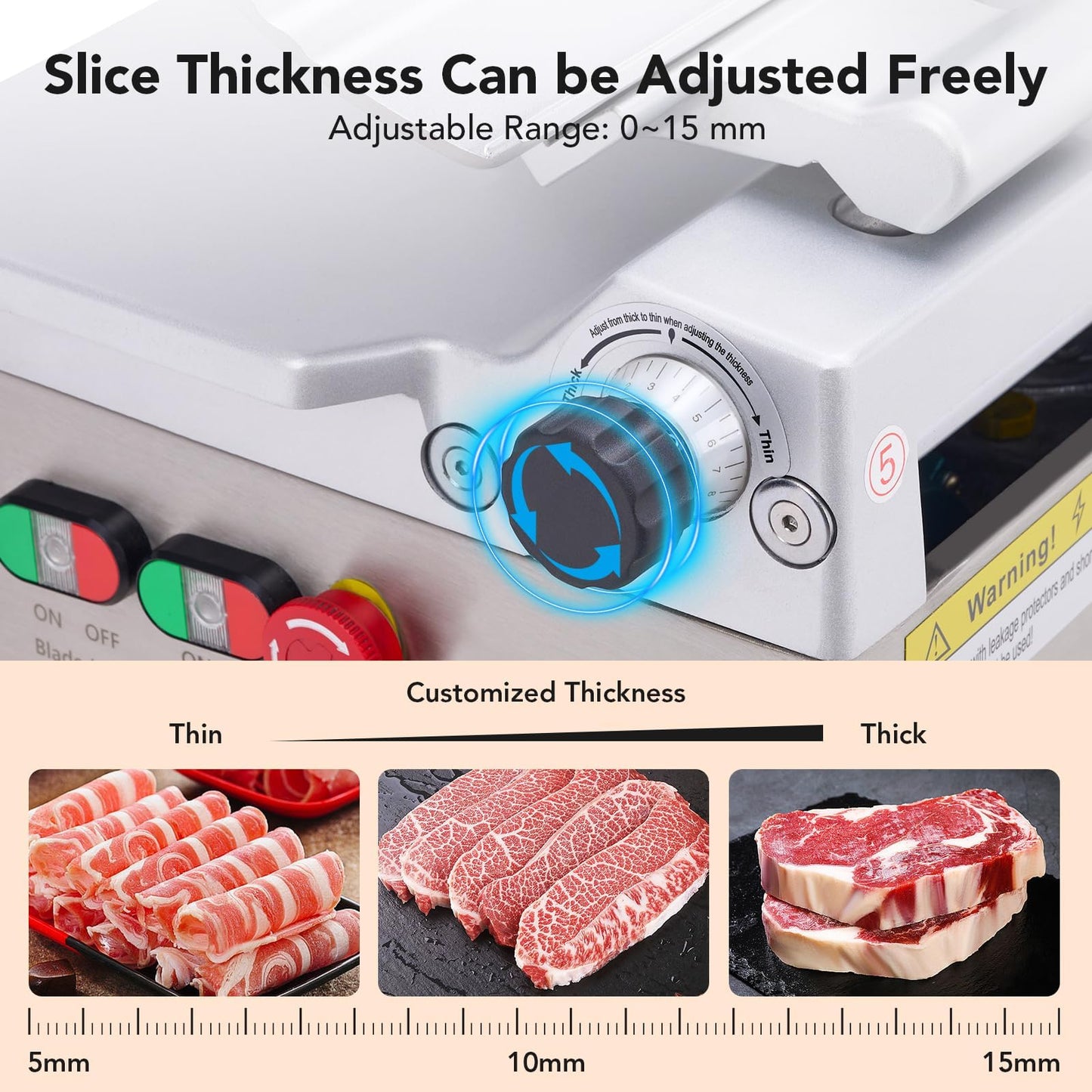 Commercial Automatic Deli Meat Slicer for Home & Kitchen – 550W Dual Motors, 12" Carbon Steel Blade, 0-14mm Adjustable Cut, Built-In Sharpener, Aluminum-Magnesium Alloy Body, Safety Features Included