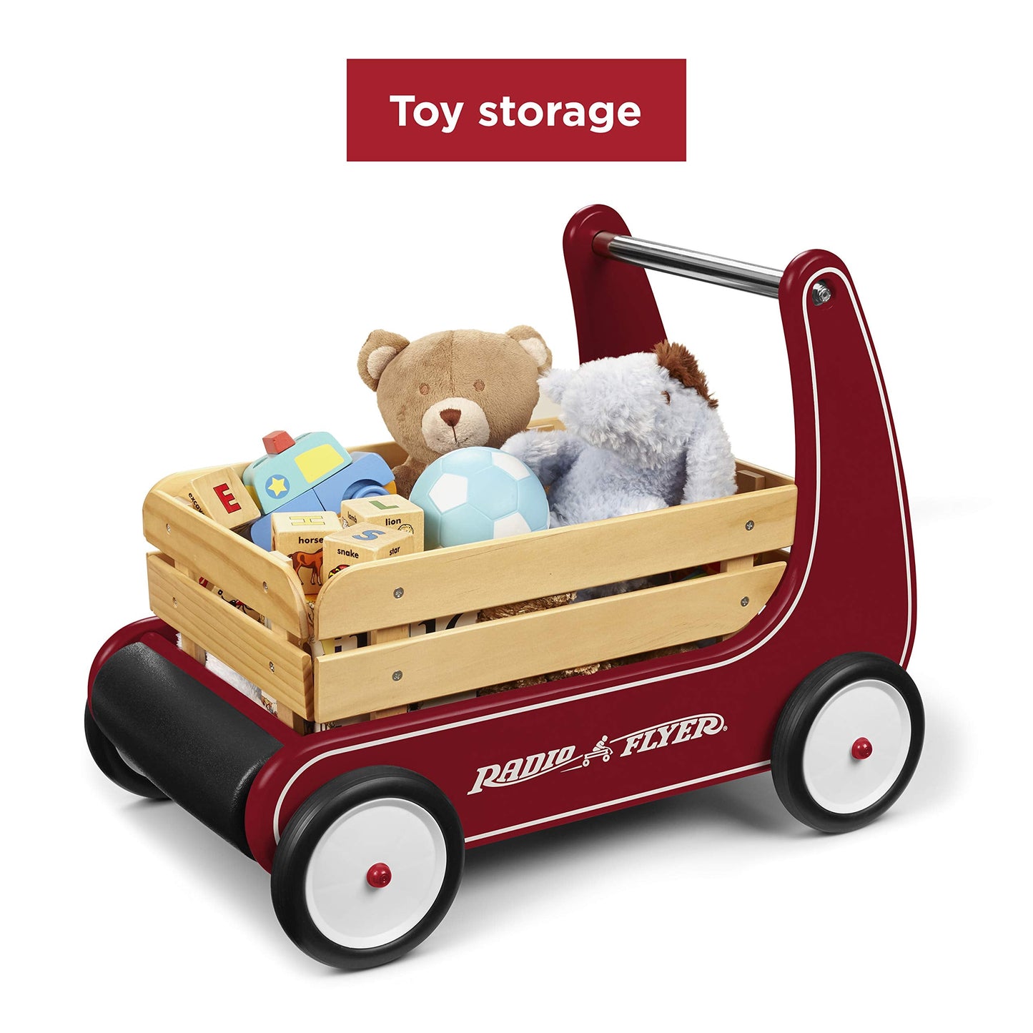 Radio Flyer Classic Walker Wagon, Red, for Kids 1-4 Years Old, Resistance Clickers to Control Speed, Baby Push Walker with Furniture Bumper, for Indoor Play