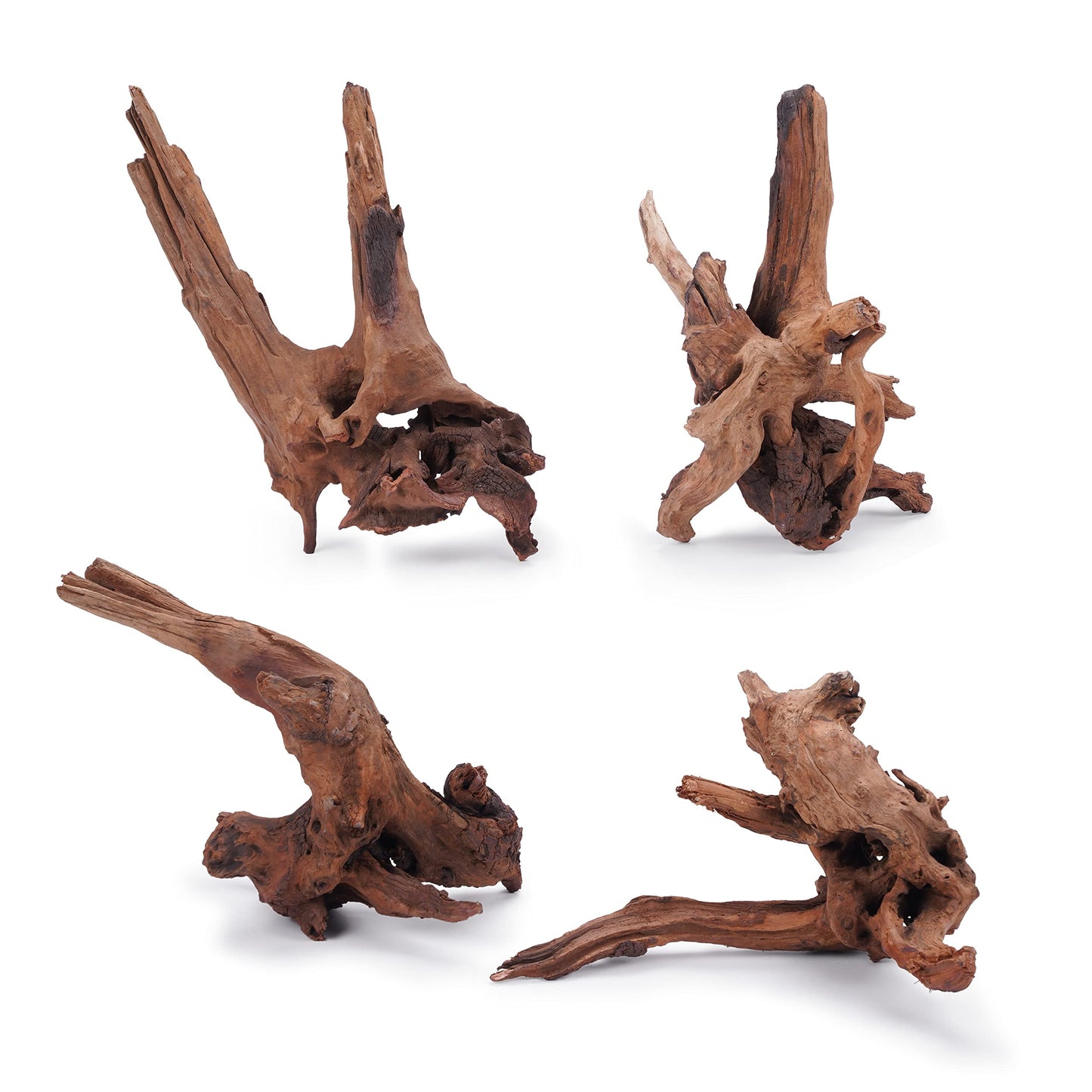 LANDEN Panna Natural Driftwood for Aquarium Decor Freshwater Fish Tank(12-16 inches, 30-40cm) 4pcs Terrariums Vivariums Reptile and Amphibian Enclosures Lizard Bearded Dragon Tortoise Various Shapes