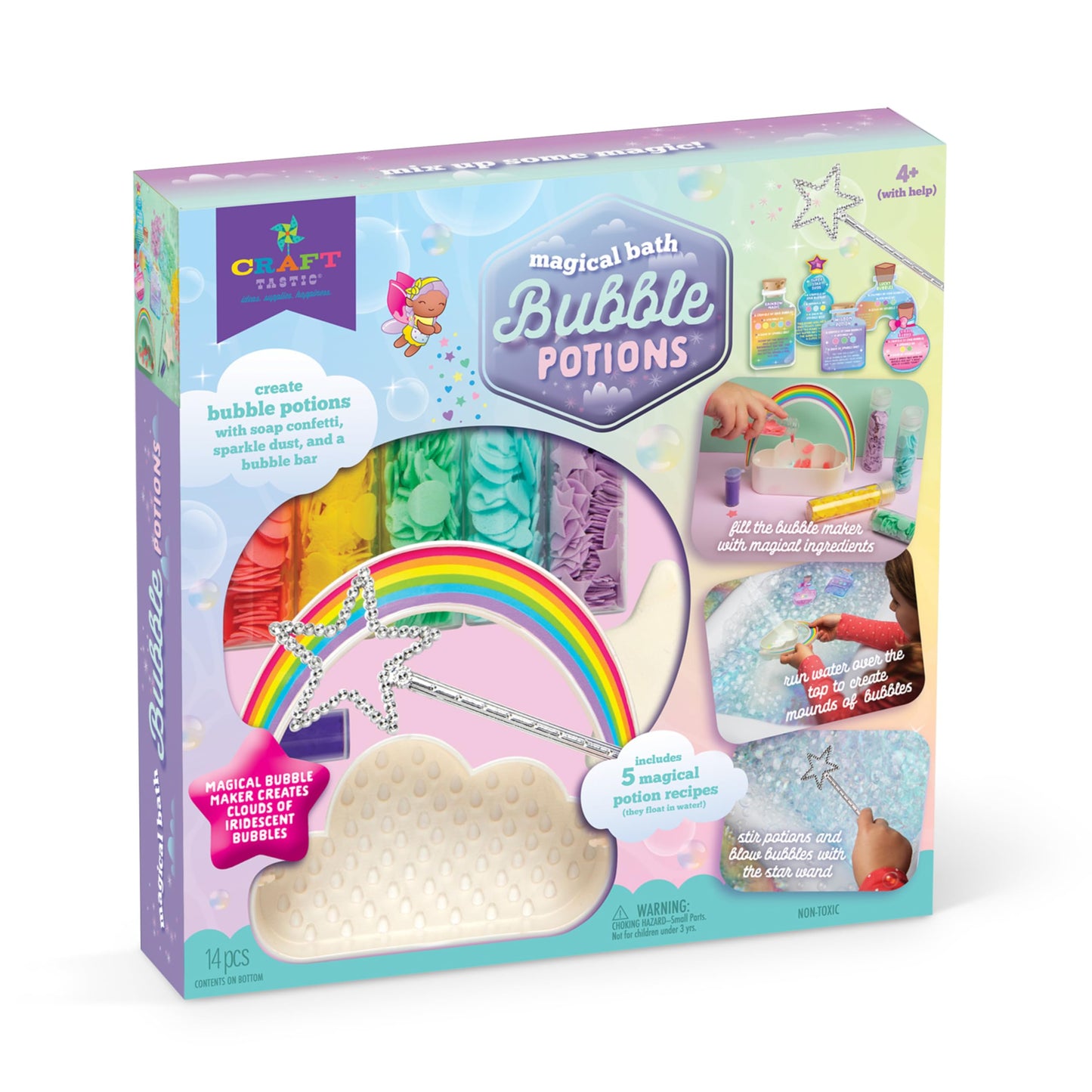 Craft-Tastic Bubble Bath Magic Potion Kit Bath Time Toys, Arts and Crafts for Kids, Non-Toxic, Ages 4+ With Help