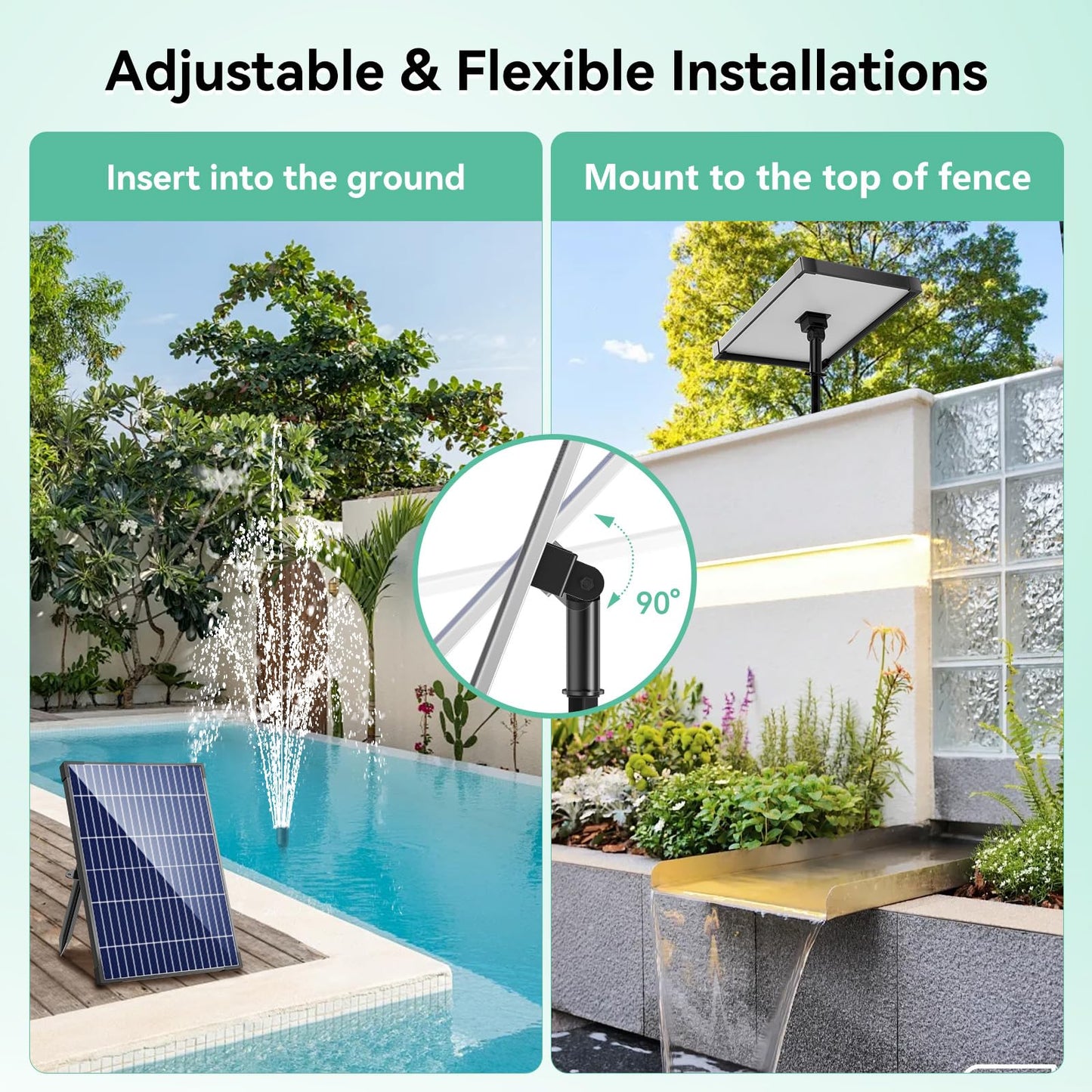 Antfraer 12W Solar Fountain Pump, Solar Water Pump 160GPH Flow Adjustable, Solar Powered Water Pump with 16.5Ft Cord Length for Small Pond, Fish Pond Bird Bath Garden Waterfall Hydroponics