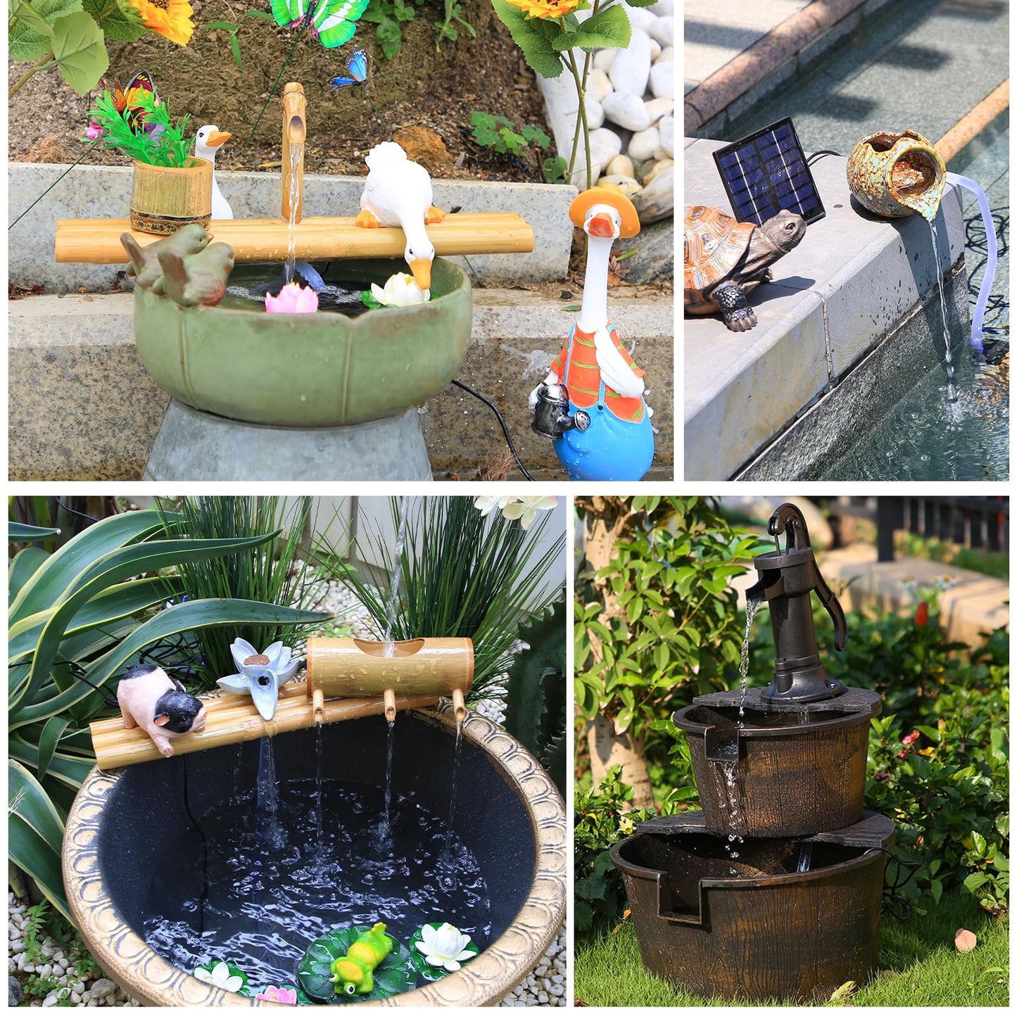 AISITIN Solar Water Pump for Outdoor Features, 2026 Upgraded DIY Fountain Kit With 6 Nozzles, 9.8ft Power Cord, for Bird Bath, Ponds, Garden, Fish Tank Solar Powered Water Fountain Pump