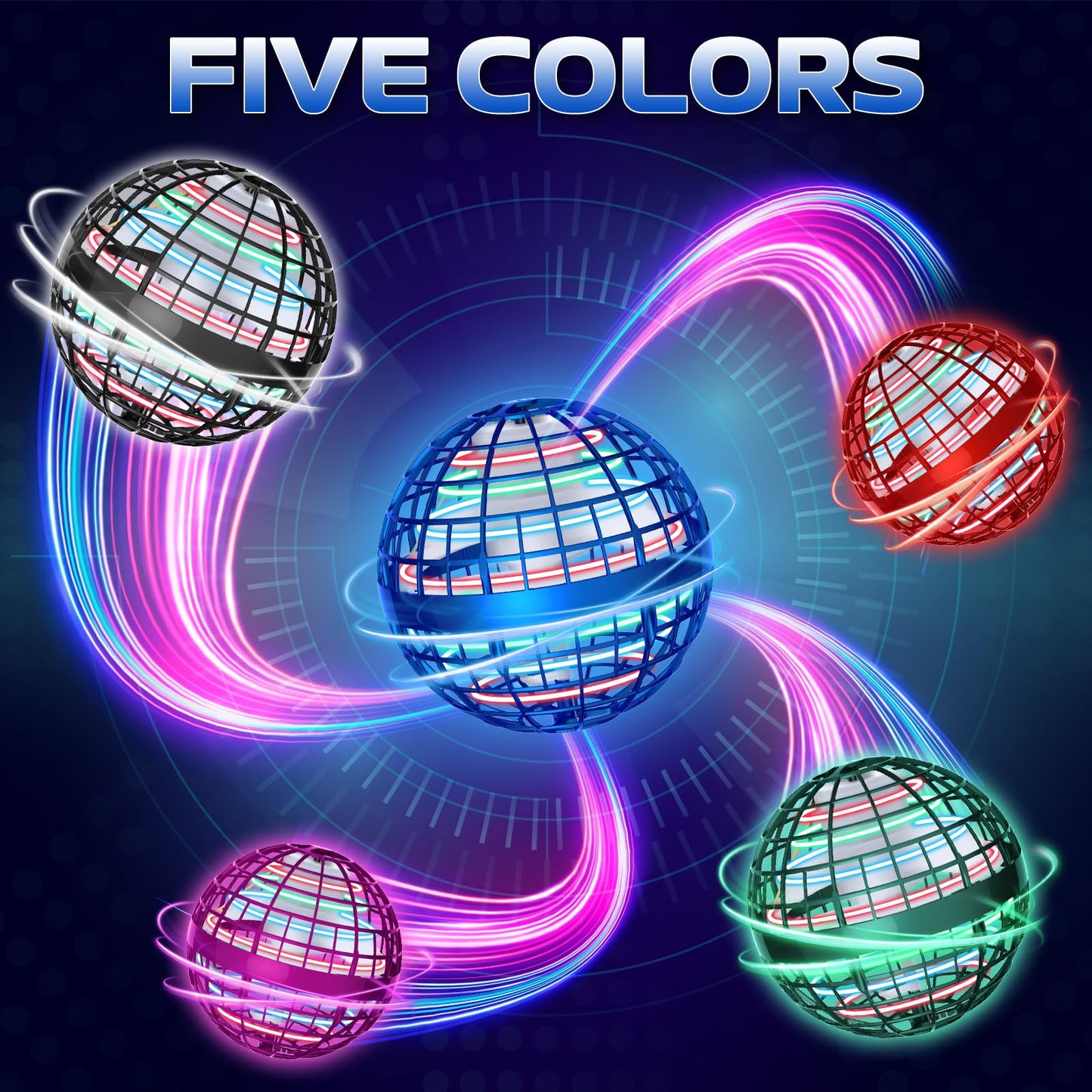 2026 Flying Orb Ball Toy - Christmas Cool Novelty Gift Hover Ball Galaxy Boomerang Hand Drone Magic Floating Balls Orbit Mini Outdoor Fidget Toy Stocking Stuffer for Kids Boys Girls Teens (Blue+Pink)