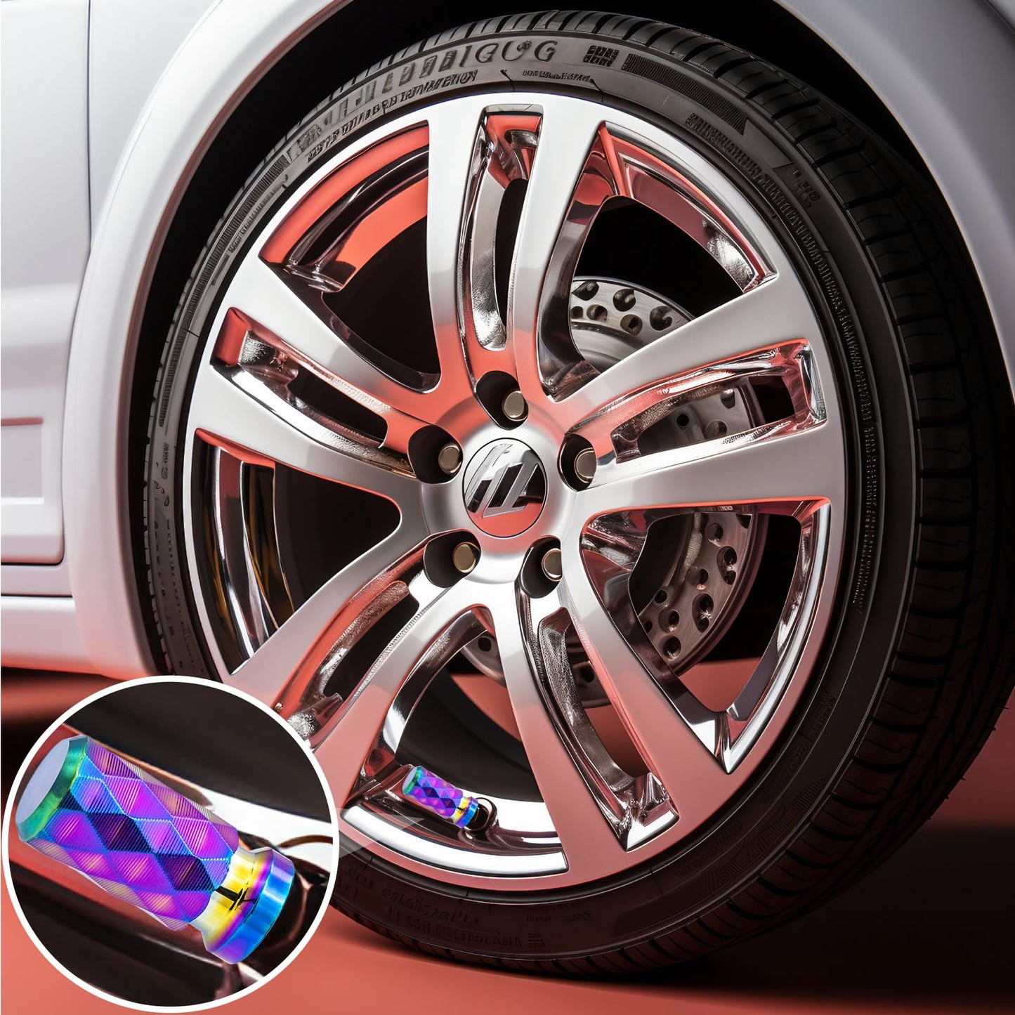 MEAJOO 4PCS Colorful Car Tire Valve Stem Cap, Leak-Proof Tyre Air Valve Caps, Aluminum Alloy Air Leakproof Valve Caps Cover fits Cars, Trucks, Bikes, Motorcycles, Bicycles Tire Caps