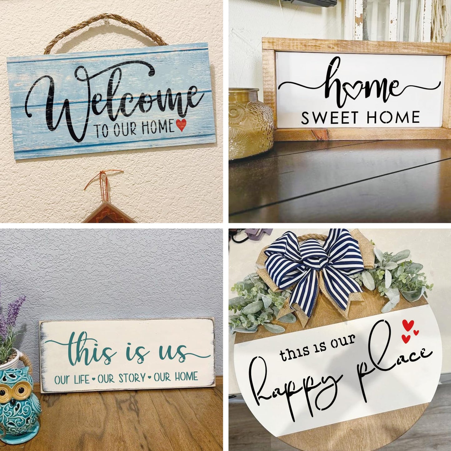 Welcome Stencils for Painting on Wood Doormat, Half Round Stencils for Crafts Reusable for Door Mats Furniture Sign Canvas DIY (hafl22)