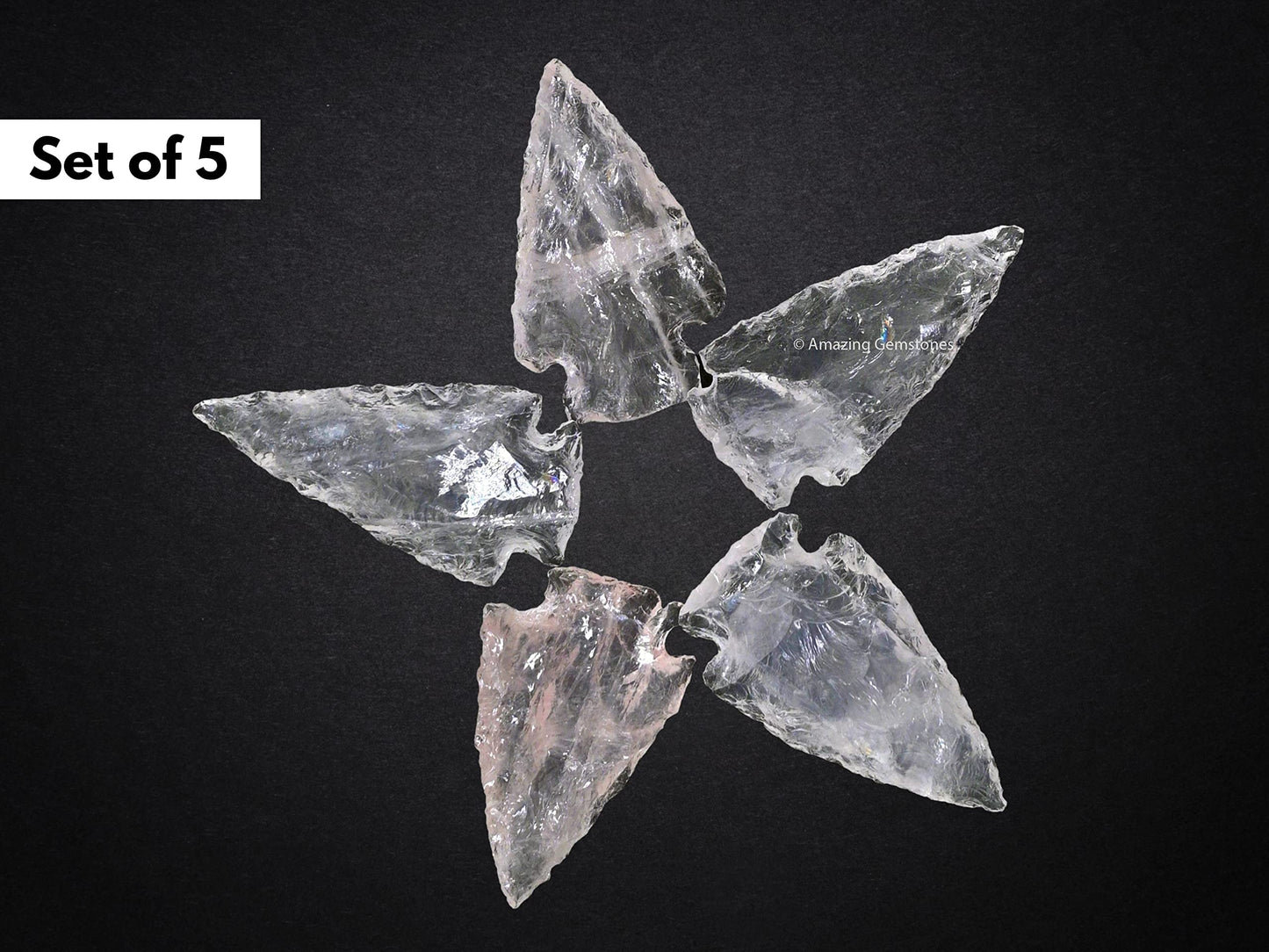 Amazing Gemstone 5 Pieces Rose Quartz Arrowhead, Crystal and Healing Stone Flint Rock Arrow Head - 1 to 1.5 Arrowheads for DIY Project Craft Point Jewelry Making