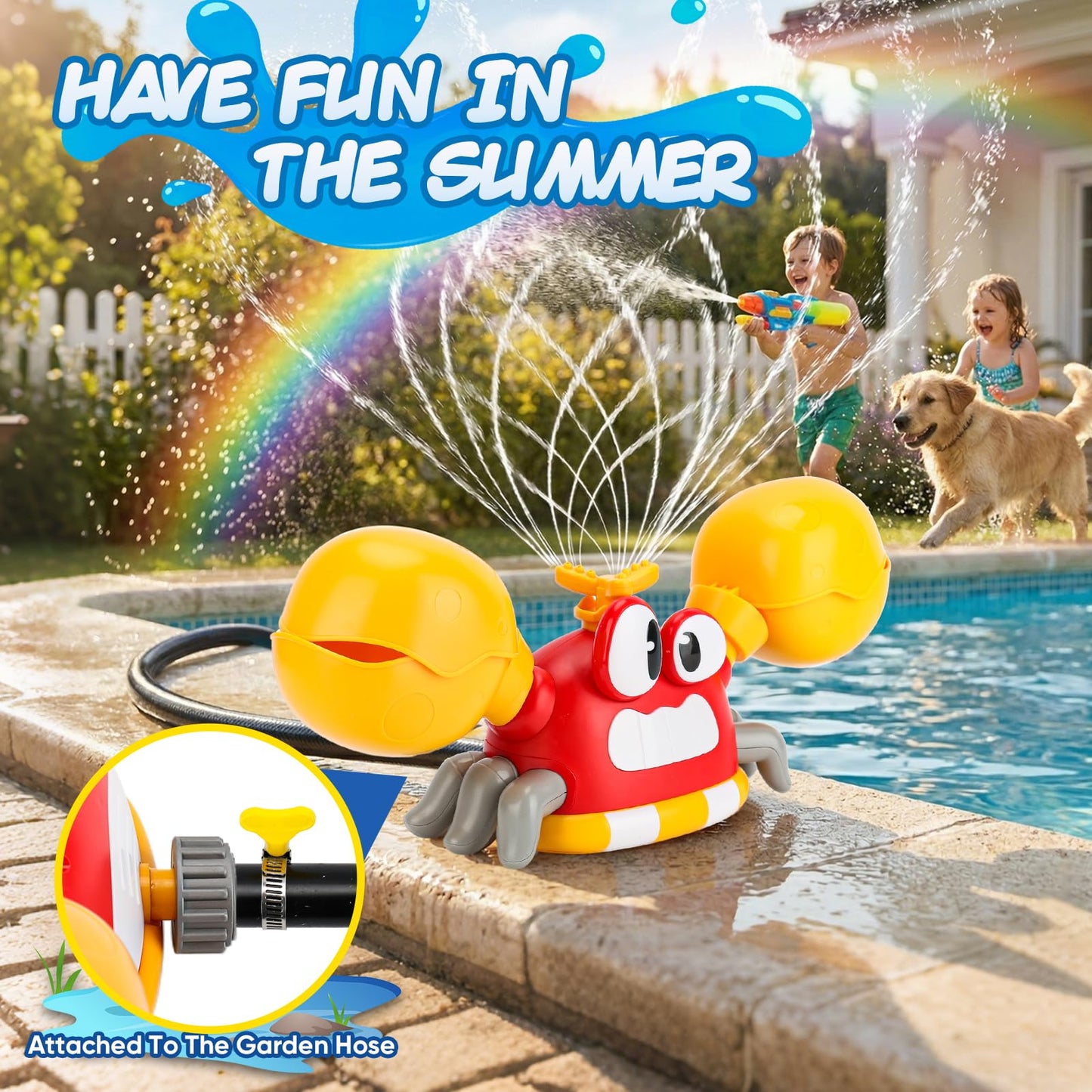 Water Sprinkler for Kids, Summer Outside Water Toys Attached to Garden Hose with 3 Spray Patterns & 4 Bean Bags for Toss Game, Kids Sprinklers for Yard Lawn Pool Games for Age 4-12 Yr Old Boys Girls