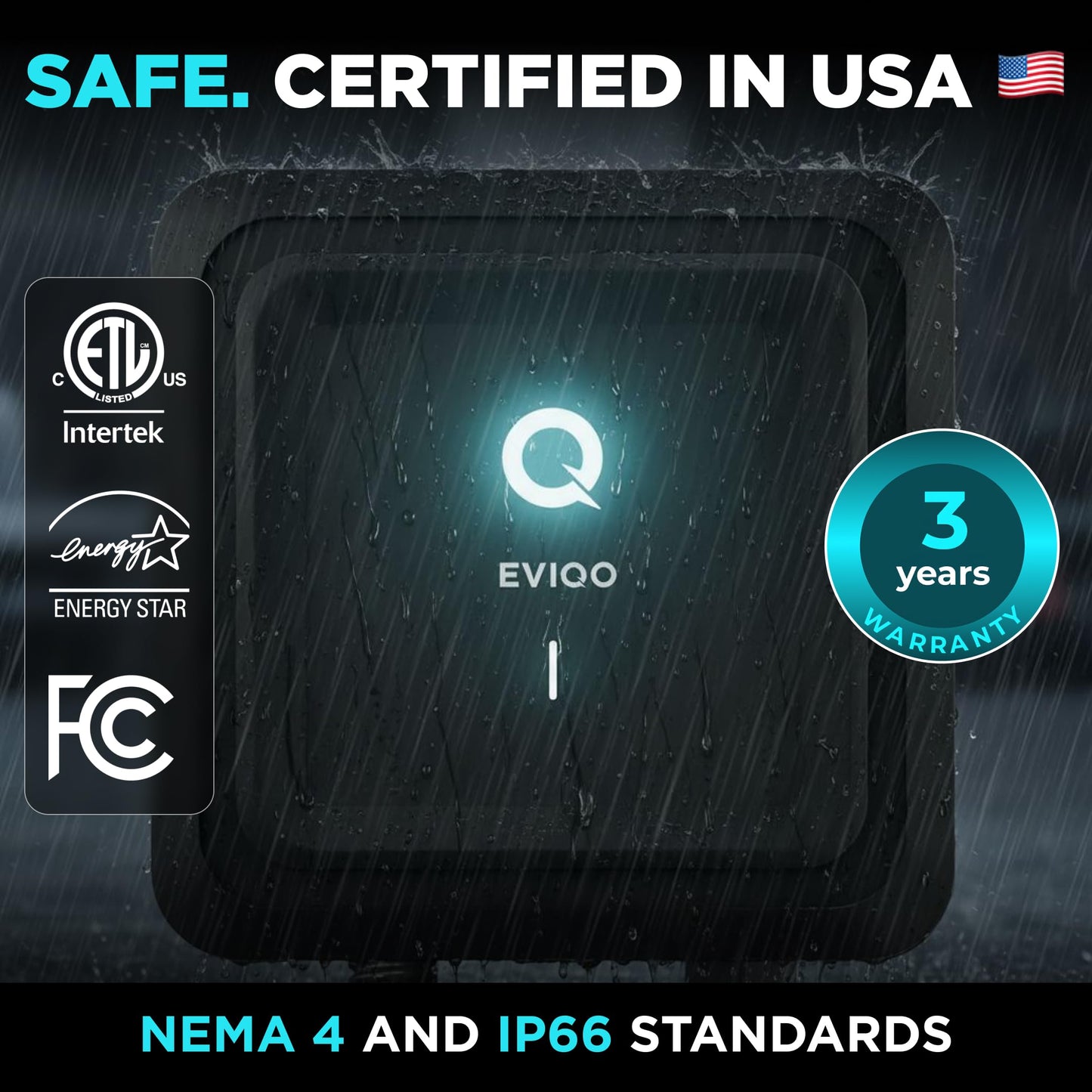EVIQO NACS Charger for Tesla 40 Amp Plug-in Level 2 EV Charger w NEMA 14-50 Plug, Wall EV Charger Level 2, 25ft Cable, WiFi (2.4 GHz) Smart App - Weatherproof, Outdoor (IP66,NEMA 4) UL, ETL Certified