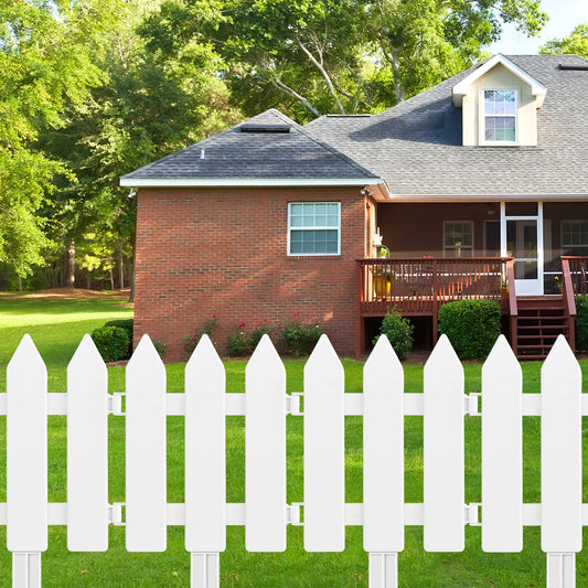 ELECLAND White Plastic Garden Fence with 22 Pieces, Picket Fence Edgings for Lawn, Flowerbeds, Plant Borders, Decorative Yard