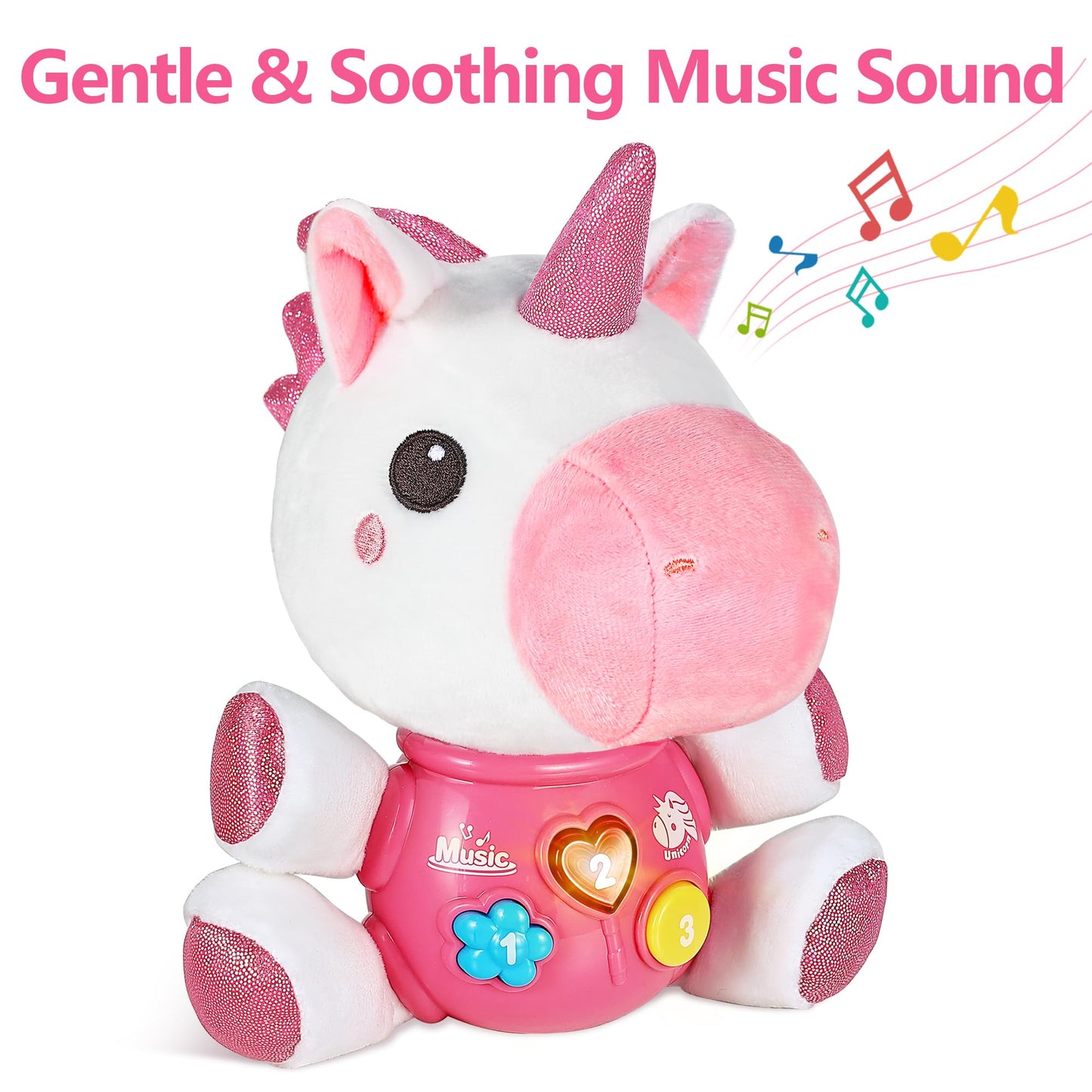 iPlay, iLearn Baby Unicorn Musical Toys, Newborn Girls Gift, Soft Unicorn Plush Stuffed Animal, Infant Light Music Time, 1st Birthday Shower Gift Stuffers for 0 1 2 3 6 9 12 18 Month 1-3 Yrs Toddlers