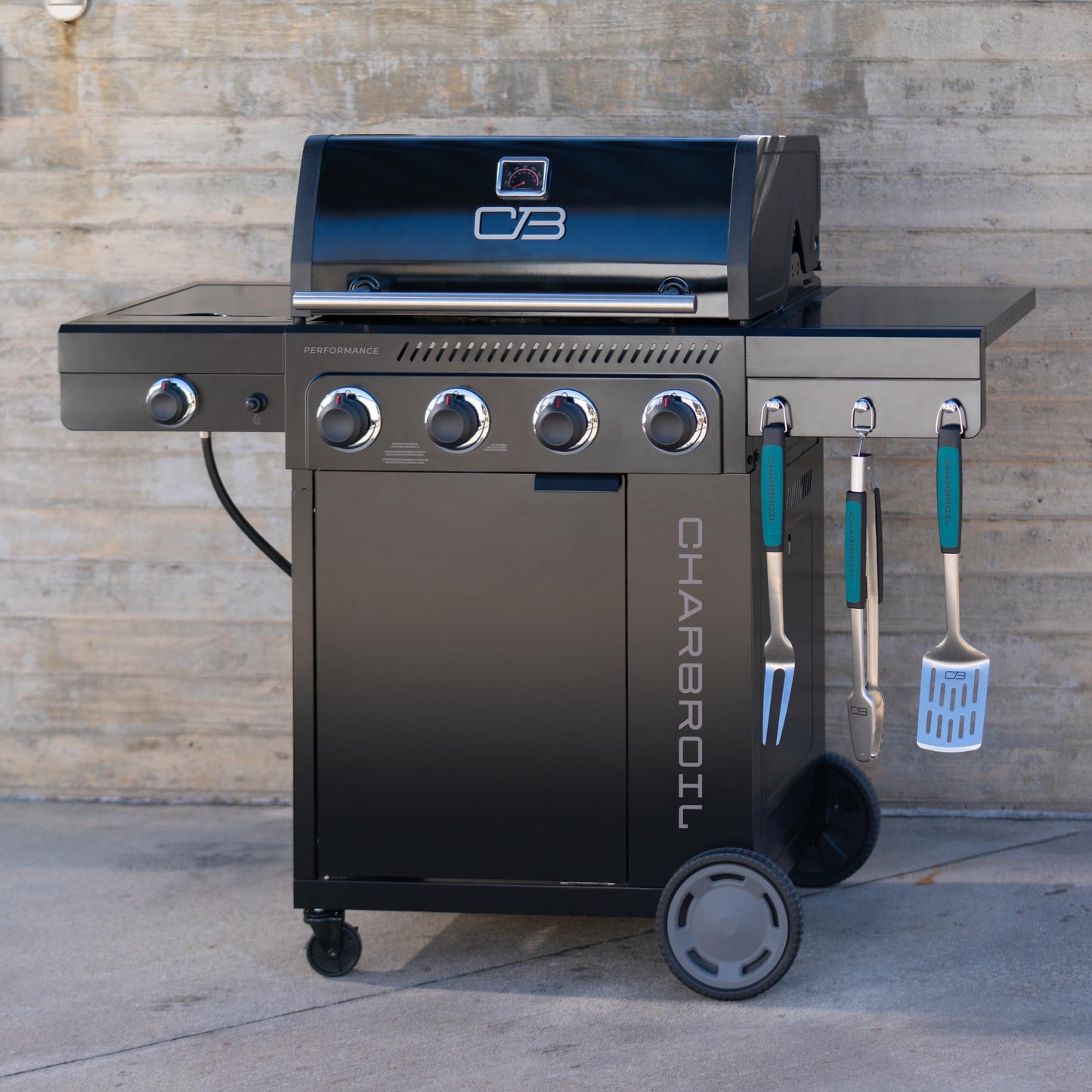 Charbroil Performance Series 4-Burner Gas Grill Cabinet with Side Burner, Black - 463253925