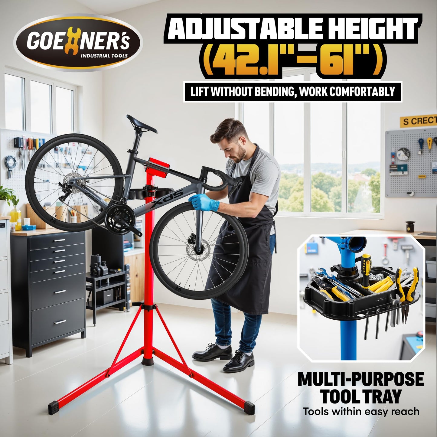 Keoslpy Upgraded Bike Repair Stand Max 176 lbs, Heavy Duty Bicycle Repair Stand, Portable Aluminum E Bike Stand Manintenance Workstand for Any Bike, Heavy E-Bike, Mountain Bike and Road Bike, Red