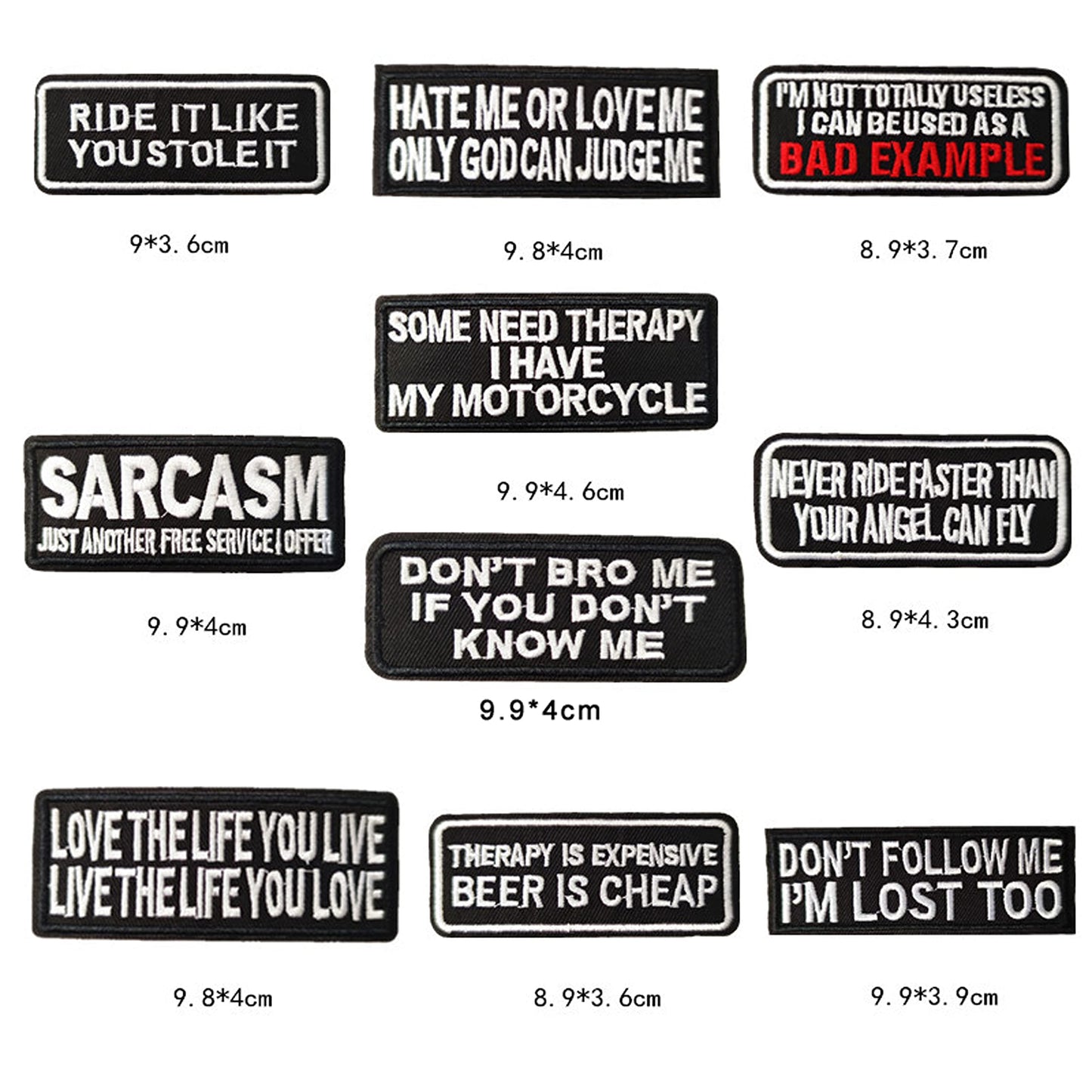 CDzyzh Iron On Patch,Funny Phrases Slogan Letter Sew on/Iron on Word Embroidered Patches for Motorcycle Biker Vest Jackets Backpacks Jeans Hat Clothing Bag Gear,Uniform 36pcs
