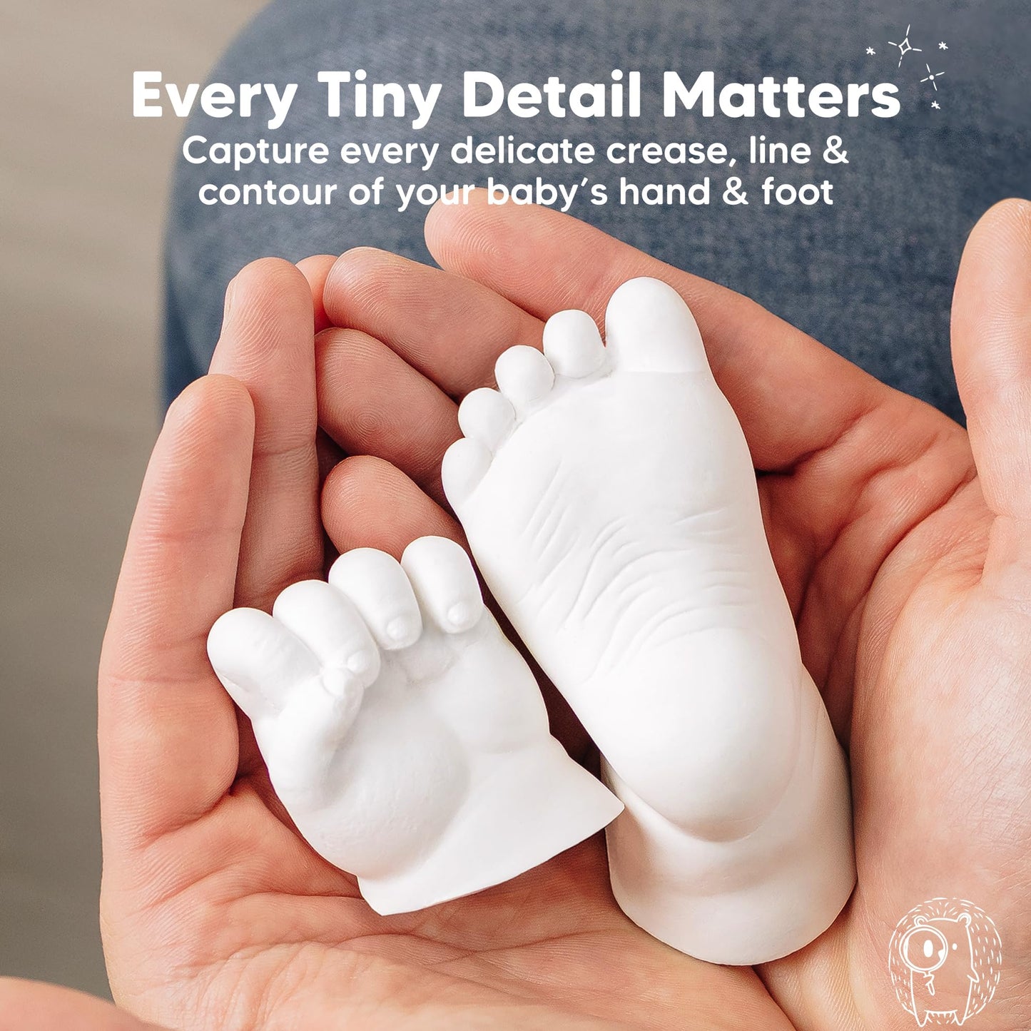 KeaBabies Baby Casting Kit Hands and Feet Mold - 3D Newborn Hand Casting Kit & Stylish Wood Base, Easy DIY Infant Foot Molds 0-9 Months, First Christmas & Baby Keepsake Shower Gifts (Round, Ash Wood)