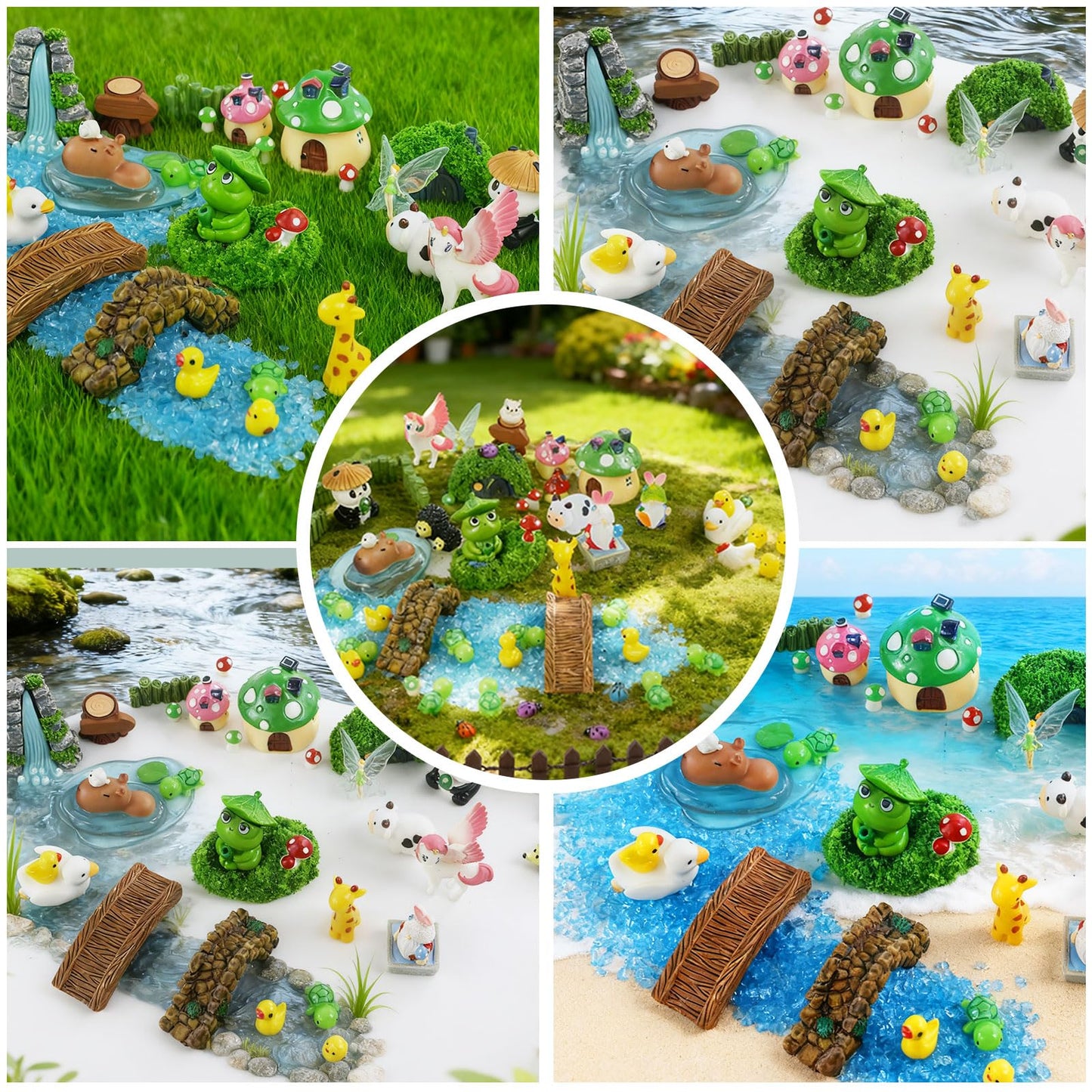 MUJERWQ 82 Pcs Fairy Garden Accessories Kit - Miniature Figurines, Resin Mushrooms, Elves & Animals, Bridges & Houses for DIY Terrarium, Dollhouse, Succulent Garden Decor, Indoor Outdoor Craft
