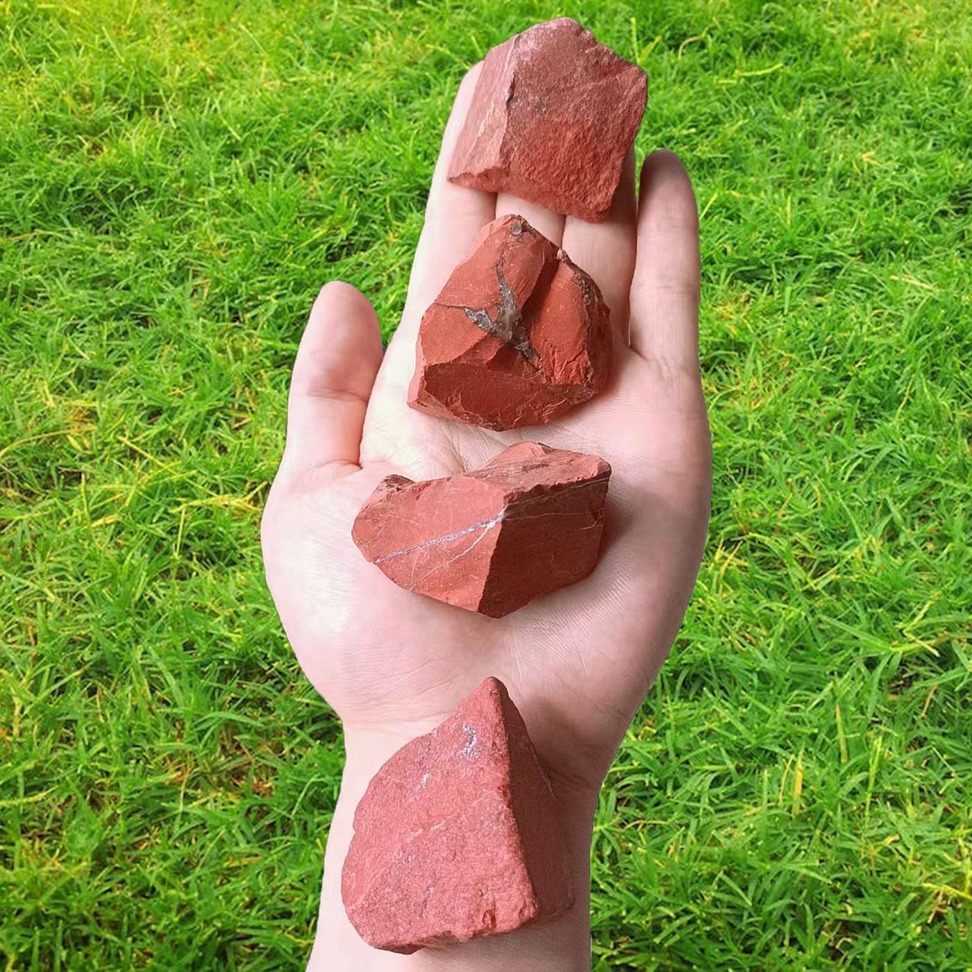 LAIDANLA Red Jasper 2" Natural Rough Stones Crystal Large Raw Crystals Bulk Healing Gemstones for Reiki Healing Tumbling Fountain Rocks Wire Wrapping Decoration Cabbing Lapidary 4PCS 0.55lb