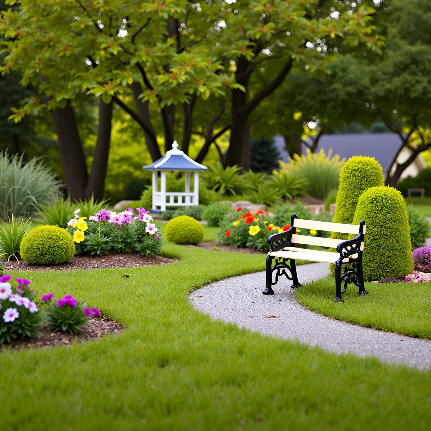 1/24 Miniature Park Bench Dollhouse Decoration Accessories, DIY Doll House Kit