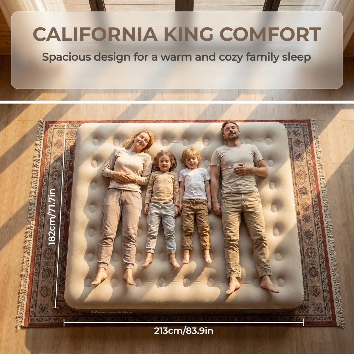 Naturehike California King Air Mattresses with Rechargeable Built-in Pump, Inflatable Mattress, Portable Blow up Mattress, Air Bed for Home, Camping, Guest