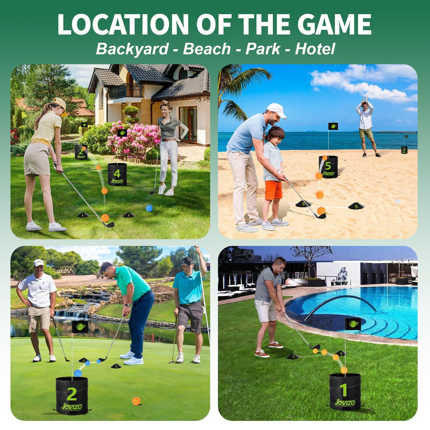 Jovizo Backyard Golf Game Set, 6 Hole Portable Golf Yard Game with Flags, Balls, Club and Scoreboard, Outdoor & Indoor Lawn Practice Game for Family and Friends