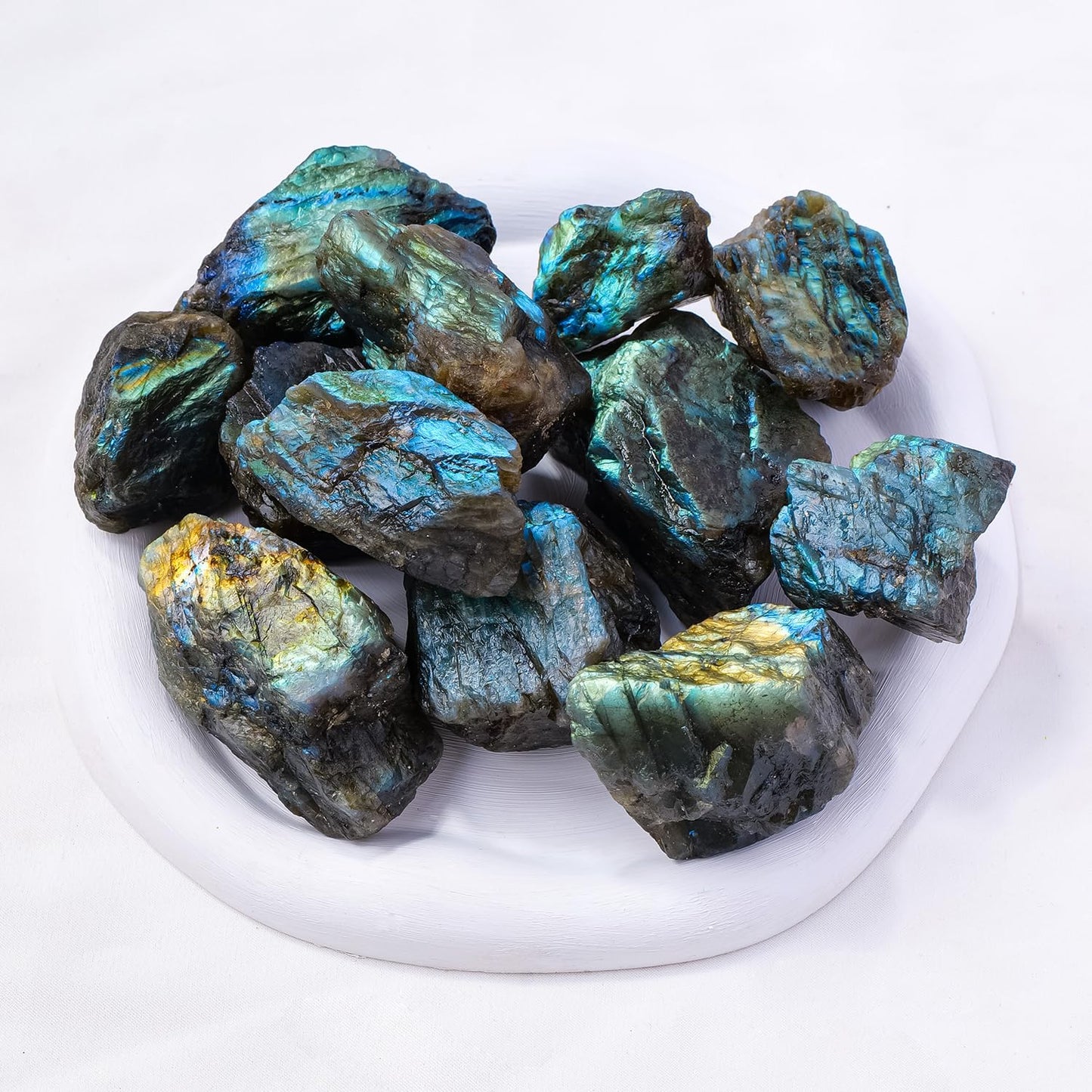 Apengshi Labradorite Raw Crystals 2PCS Natural Rough Rocks Healing Crystal and Stones DIY Raw Stones Meditation Fountain Garden Home Decor