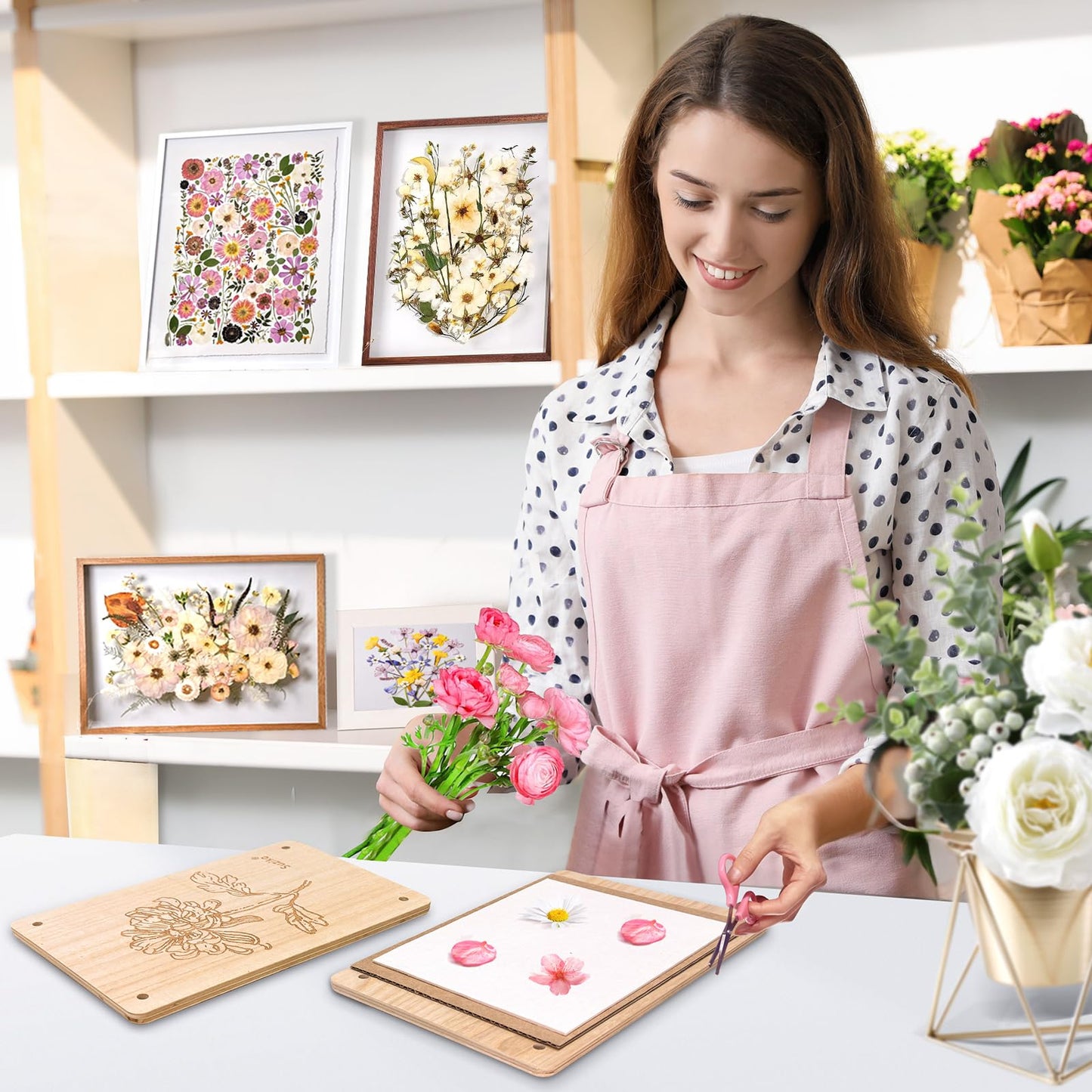 Suziko Large Flower Press Kit 10.8 x 6.9 inch for Adults, Flower and Plant Preservation Kit, Arts and Crafts for Adults Leaf Press, Great Gift for Lovers