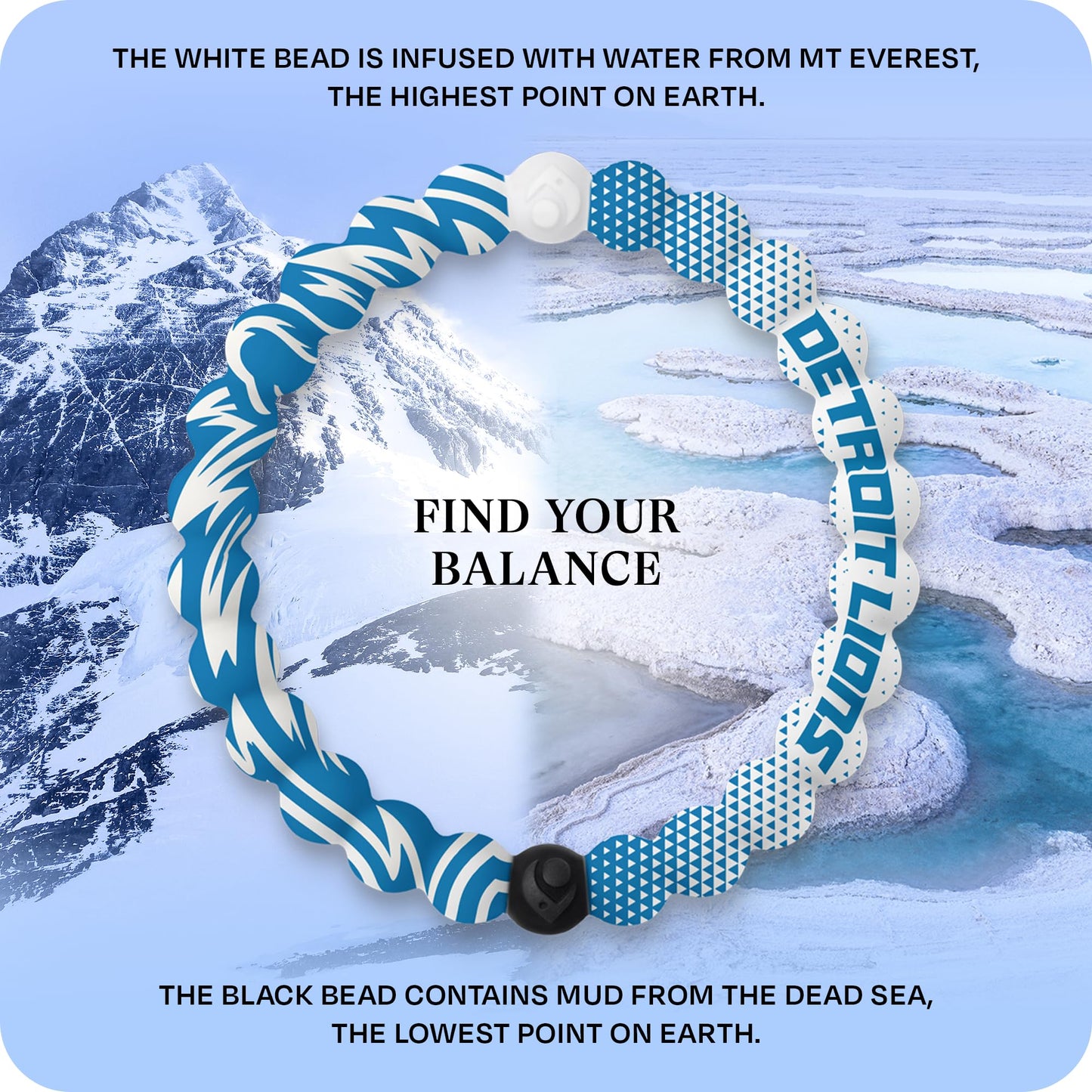 Lokai NFL Football Collection Silicone Beaded Bracelet, Detroit Lions Home Field (Medium) - Beaded Bracelet for Women & Men, Silicone Jewelry Fashion Bracelet Slides-On for Comfortable Fit