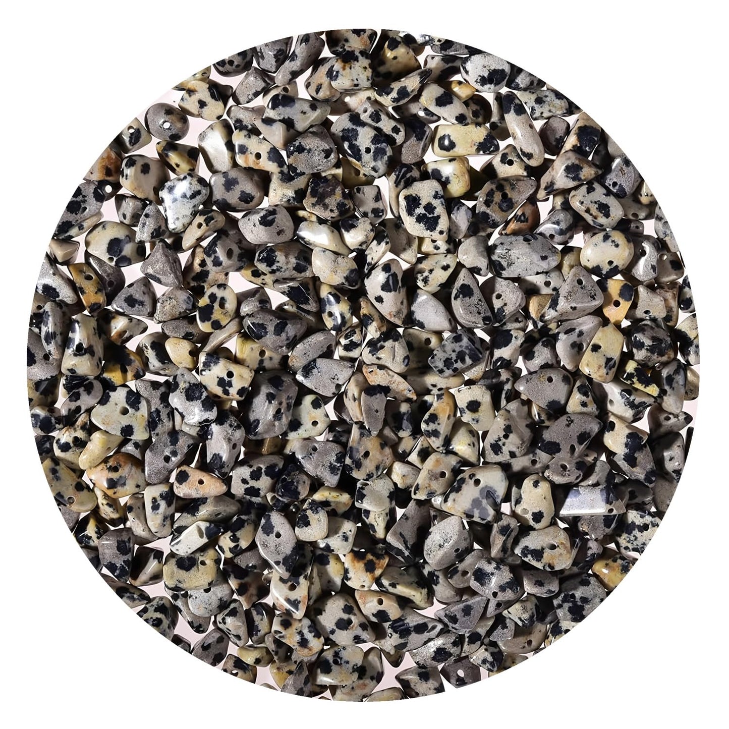 Natural Chip Stone Beads 450pcs Dalmation Jasper Chips 5-8mm Genuine Real Irregular Healing Crystal Rocks Hole Drilled DIY Loose Gemstone Beads for Jewelry Making Bracelet Earrings Necklace Crafting