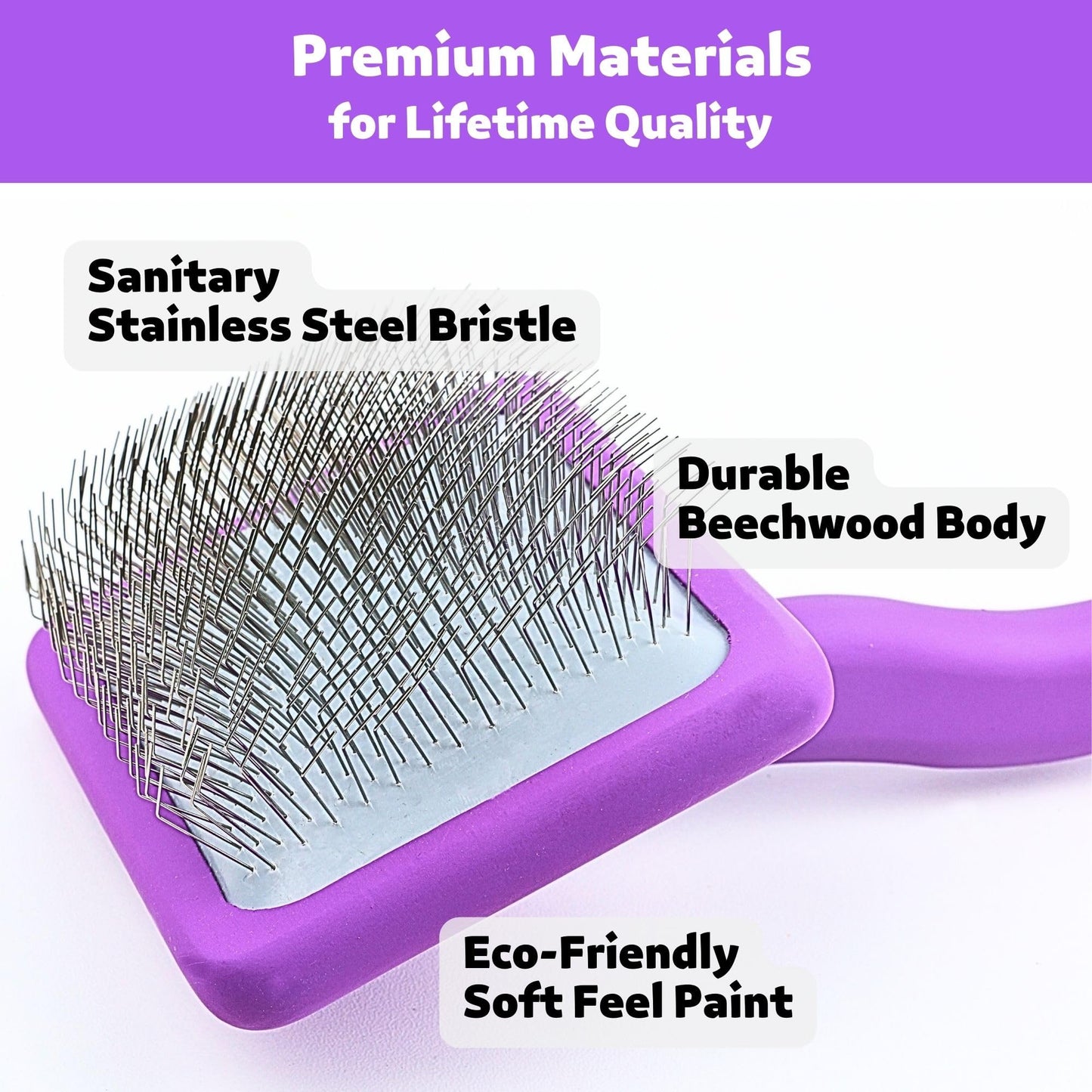 Poodoodle Dog Slicker Brush, Grooming Tool for Poodle, Doodle, Goldendoodle & All Long Haired Dogs, Long Pin Wood Brush Pefect for Dematting & Detangling, Effortless Grooming Pet Hair At Home - Large
