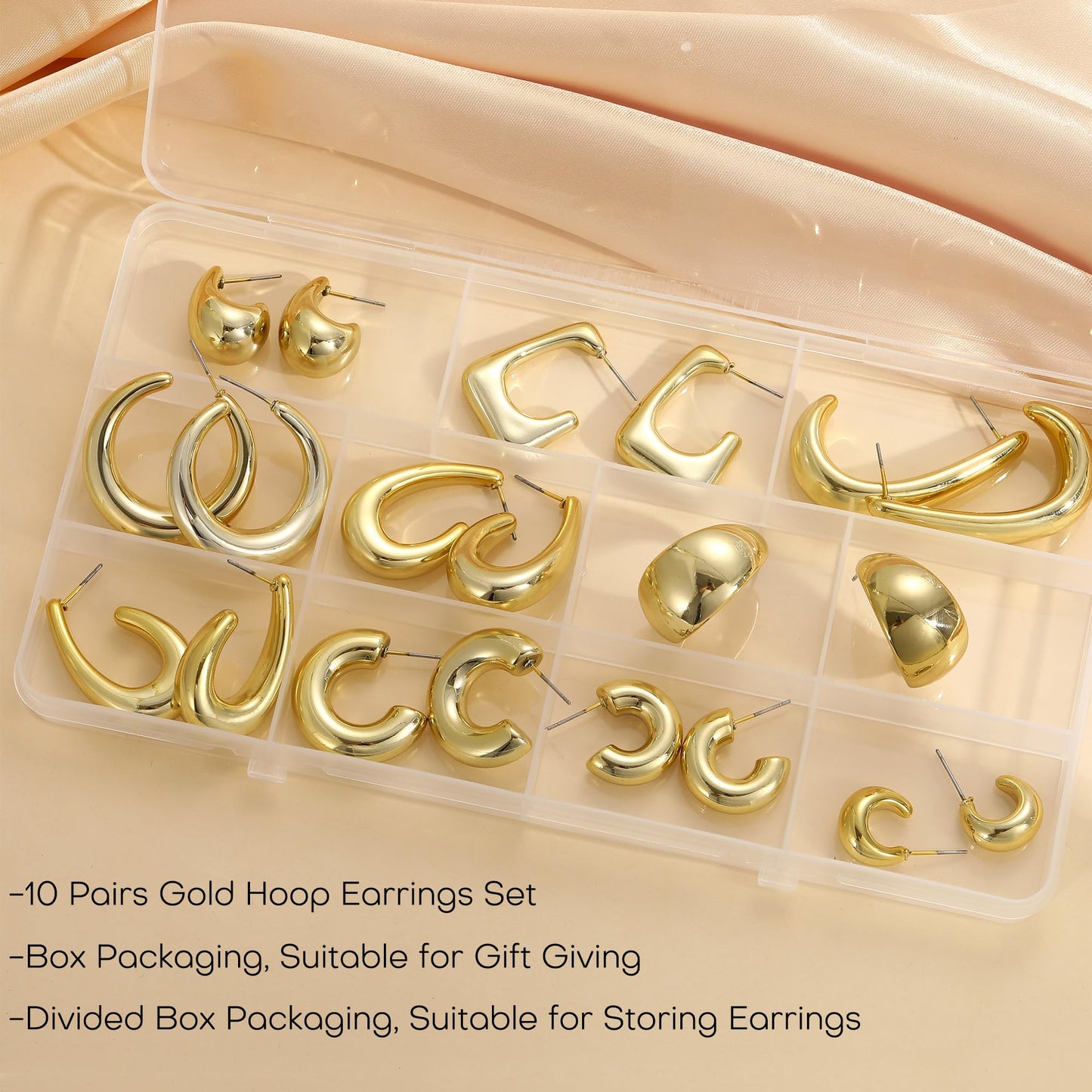 36 Pairs Gold Hoop Earrings Set for Women Multipack, Hypoallergenic Chunky Chain Twisted Hoop Earrings Pack, Fashion Dangle Earrings Jewelry for Gift (A-36Pairs Gold)