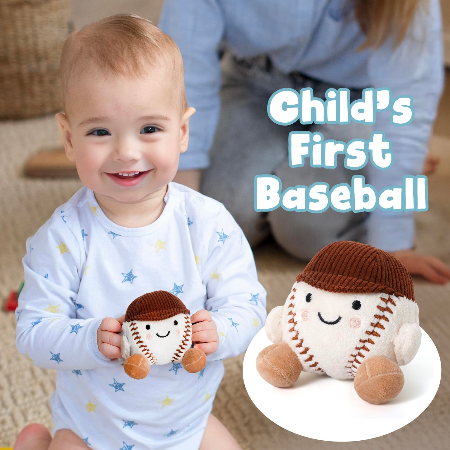 Baseball Stuffed Animal, Baby Baseball Plush Sports Toy, Baby Sports Toys, Plushies for Boys and Girls