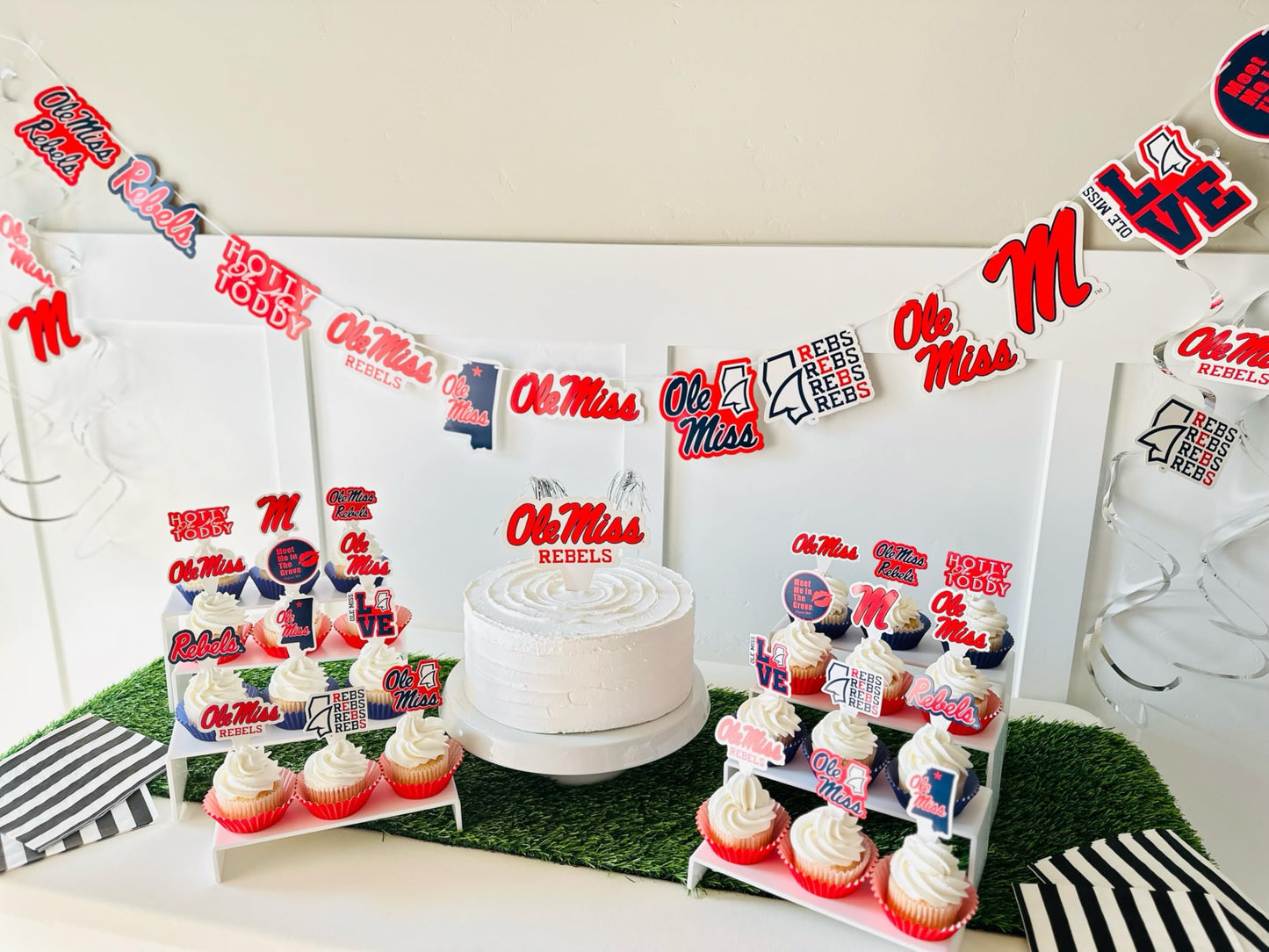 Ole Miss Party Supplies for Football, Birthday Gift, Graduation Party Banner and Cake Toppers (42 Pieces) (Ole Miss Rebels)