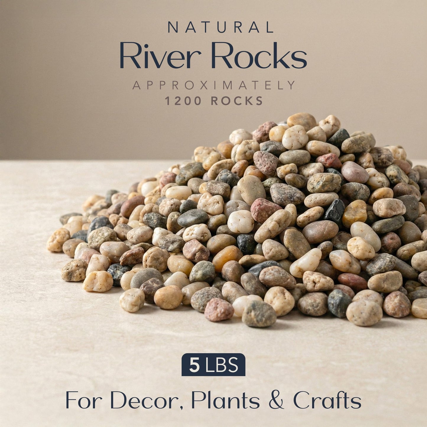 River Rocks Decorative Ornamental Vase Filler 0.5" - 0.75" Natural Aquarium Gravel 5 lbs - Landscaping Pebbles for Indoor Plants, Succulents,Terrarium & Home Decor, DIY & Crafting – Royal Imports