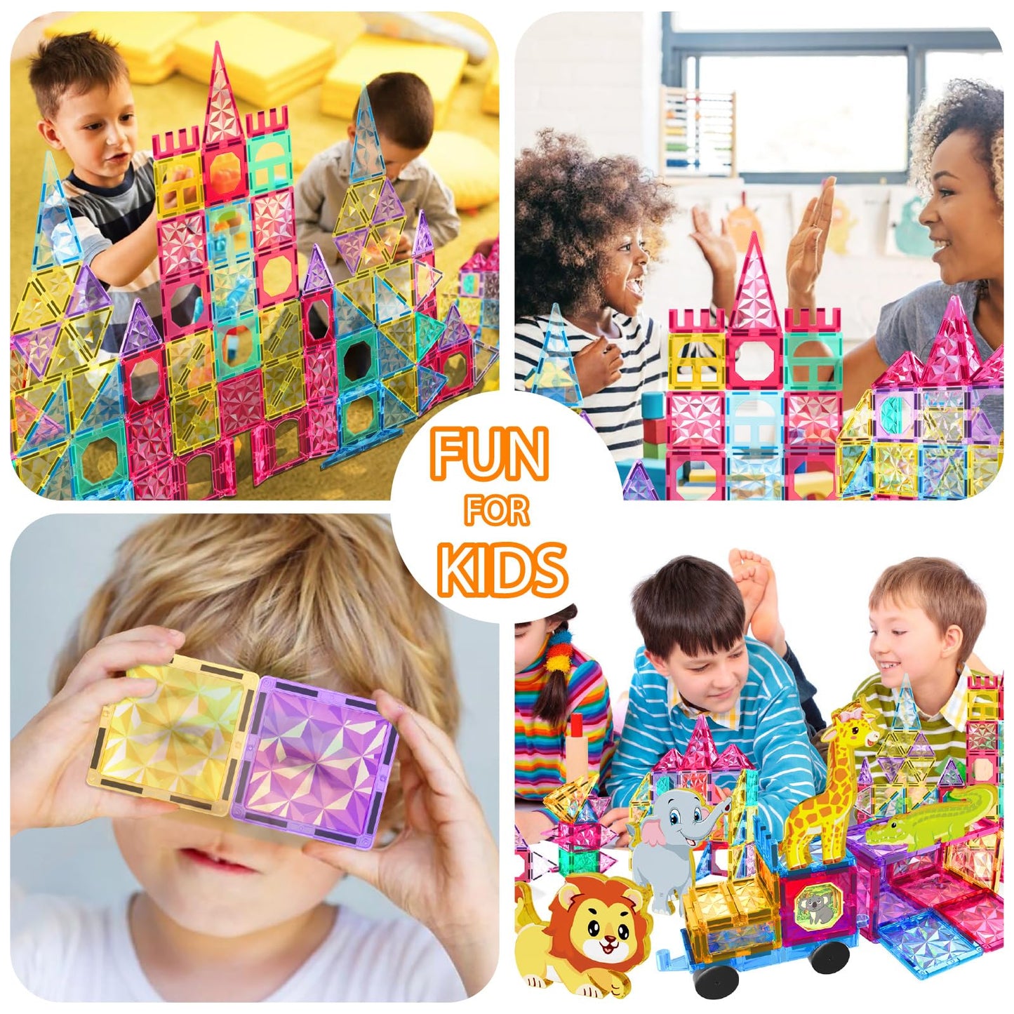 Jasonwell Magnetic Tiles Kids Magnetic Blocks 110PCS Building Sets 3D Magnet Toys Preschool Educational Construction STEM Toy Christmas Birthday Gifts for Toddlers Boys Girls 3 4 5 6 7 8 9 + Year Old