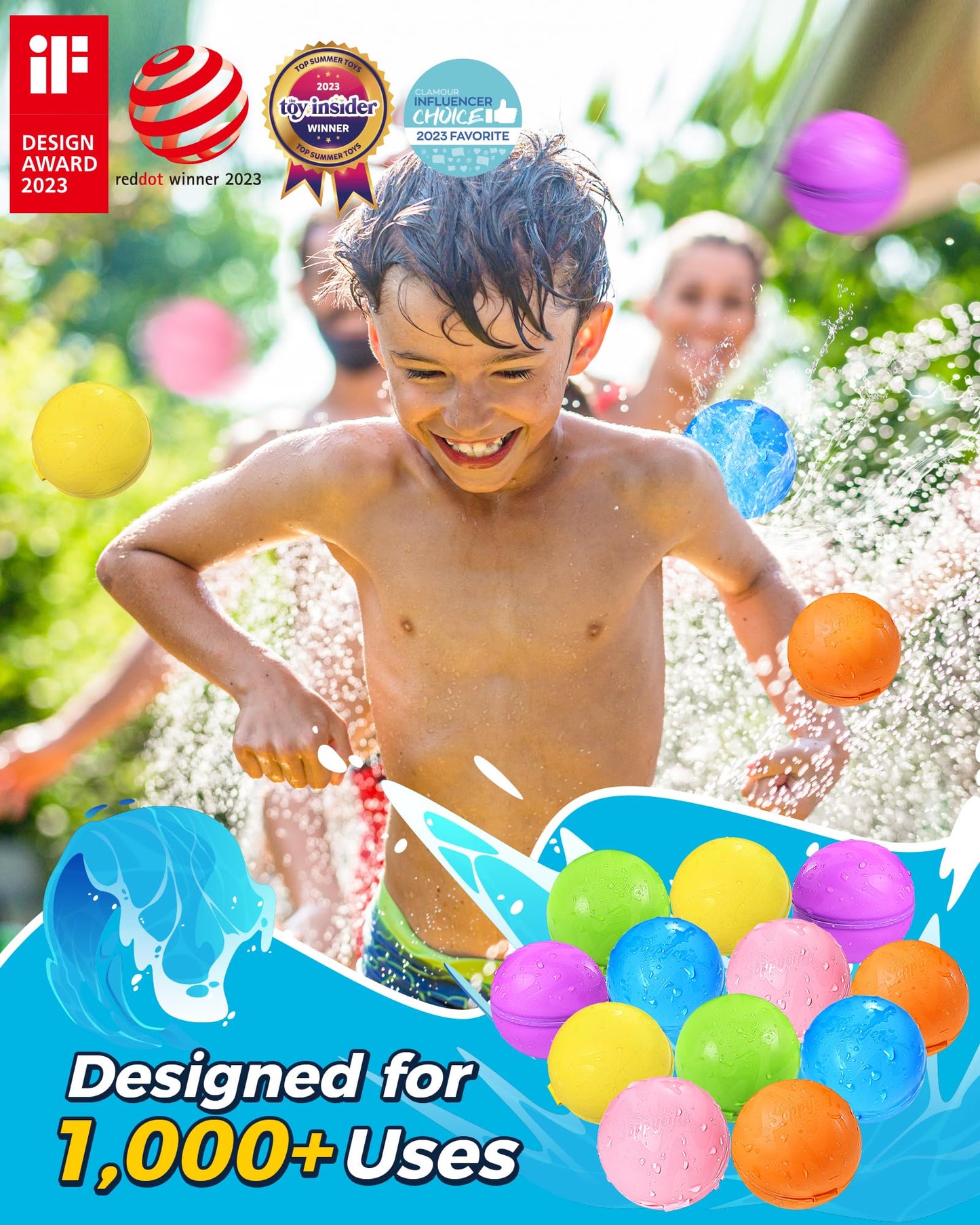 Tlitlimom Reusable Water Balloons, Summer Toy Water Toy for Boys and Girls, Pool Beach Toys for Kids ages 3-12, Outdoor Activities Water Toys Self Sealing Water Splash Ball for Fun (6Pack)