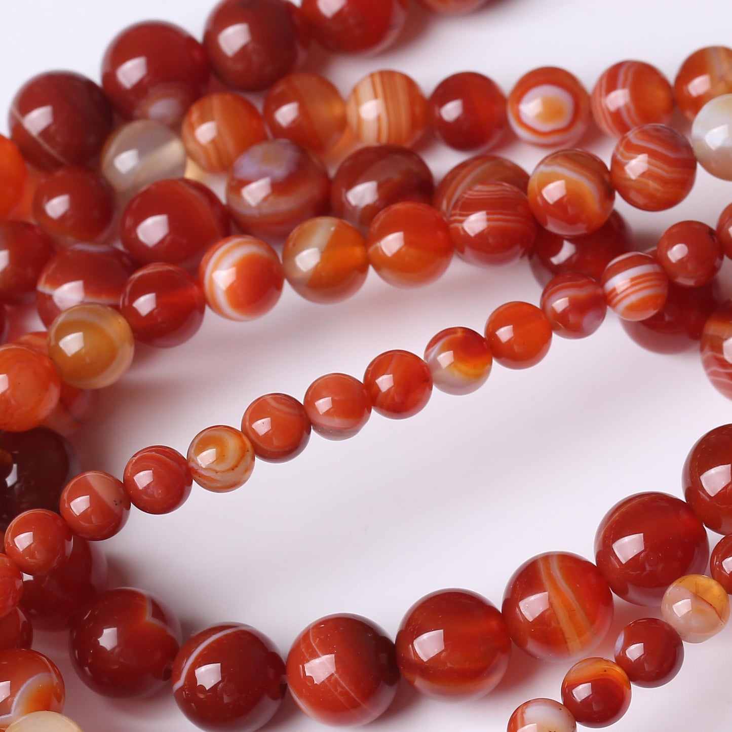 Natural Red Striped Agate Stone Beads Gemstone Round Crystal Energy Jade Beads Stone Beads for Jewelry Making DIY Bracelet Necklace Jewelry Making 1 Strand 15.5inch 35PCS 10MM