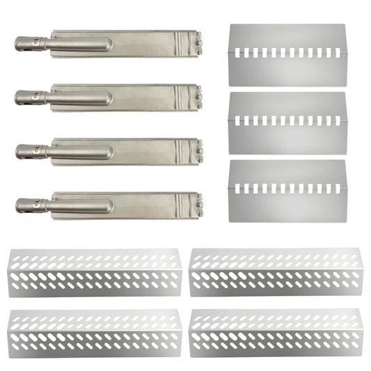 4-Pack 16516 Stainless Steel Burners 16 1/8", 4-Pack 16631 Flame Tamers, and 3-Pack 16520 Heat Plate Shields, Grill Replacement Parts Compatible with Bull, Lion, and Cal Flame 4-Burner Gas Grills