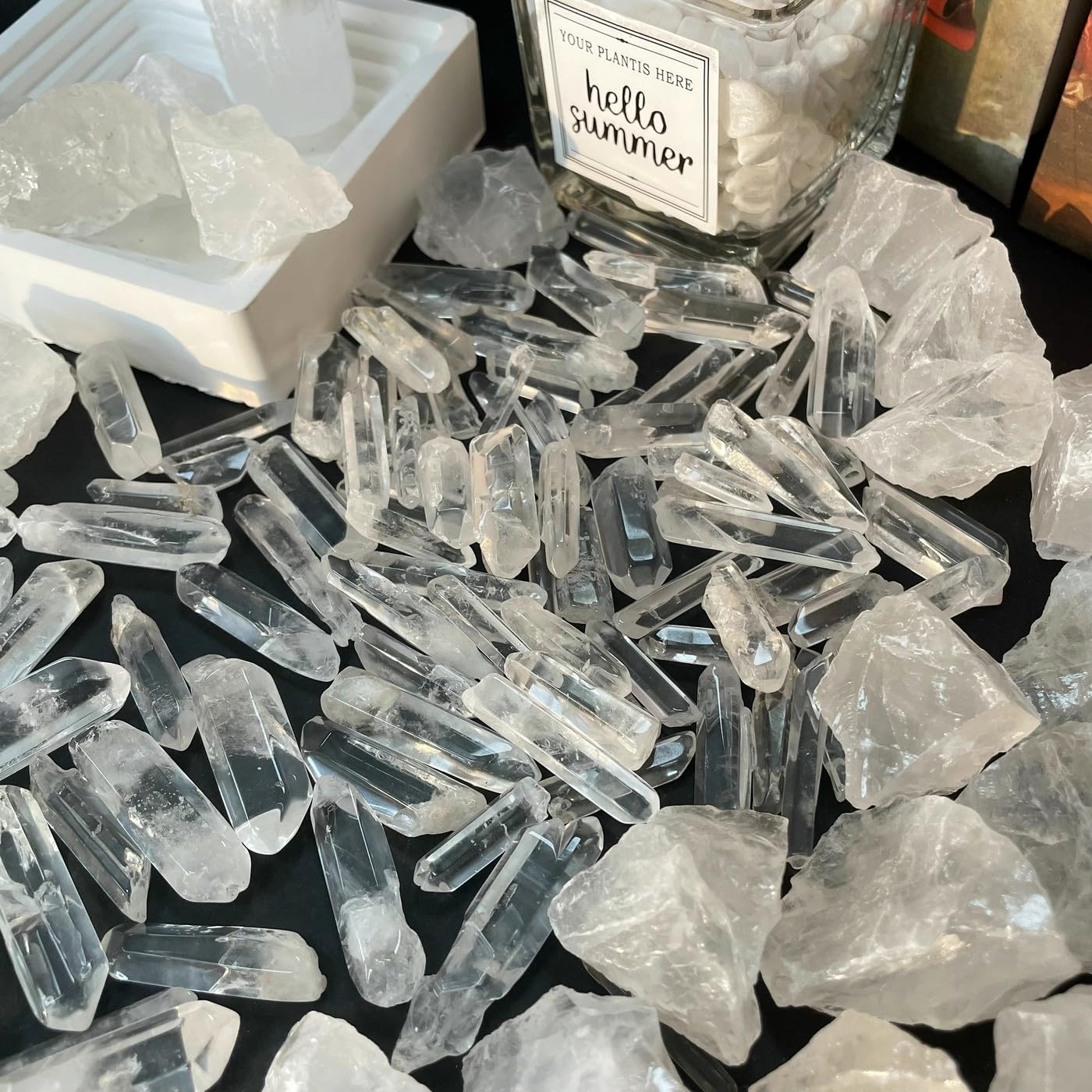 DUQGUHO Natural Raw Clear Quartz Crystals Stones Points Bulk Crystals Irregular Shape Crystal Wand for Jewelry Making Polishing Cabbing Reiki Energy Balance 1.18-2" 0.22 lb