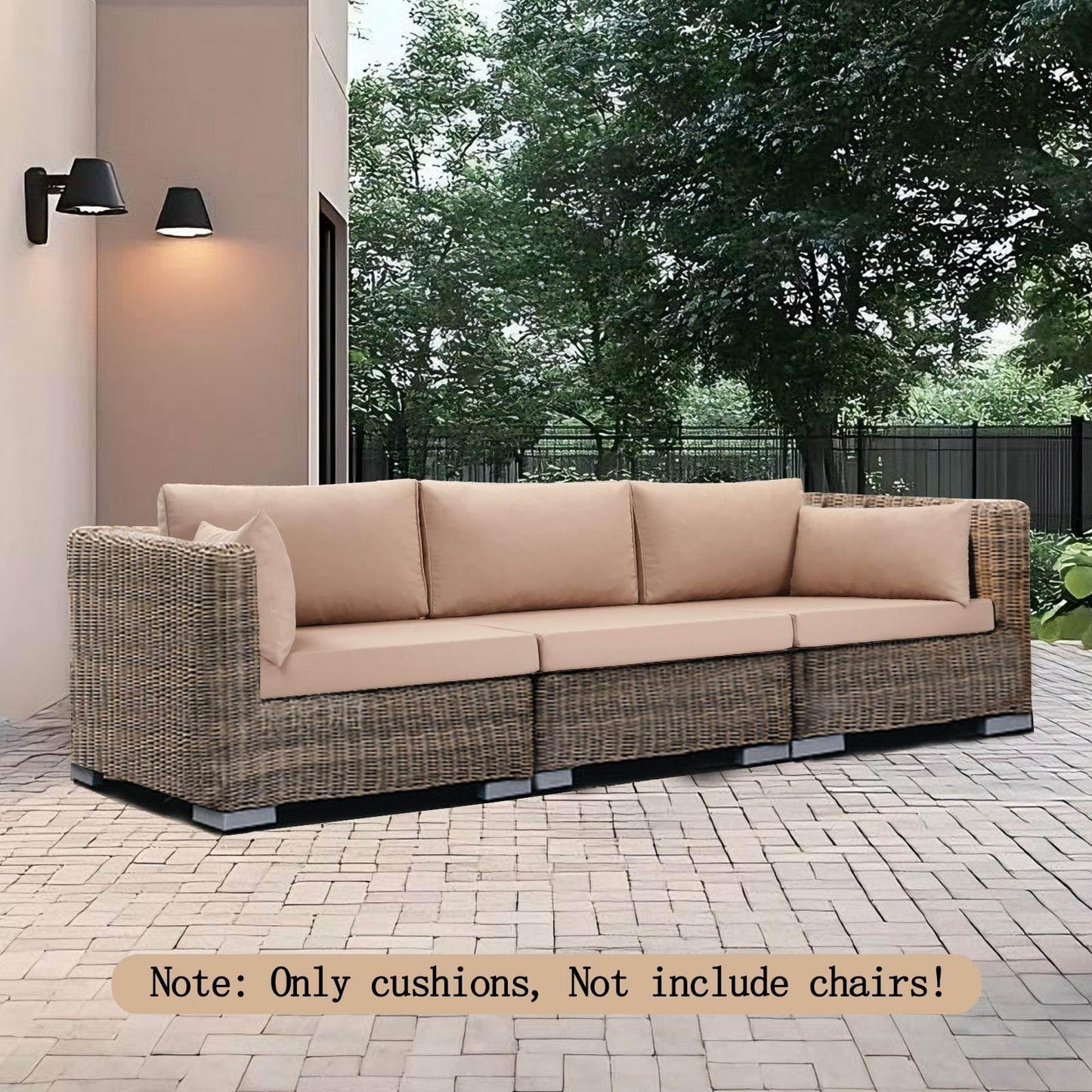 LYLNBYWK 8Pcs Outdoor Sectional Cushions, Replacement Cushions Wicker Rattan Sofa Patio Conversation Set, Waterproof, UV/Zipper, Beige